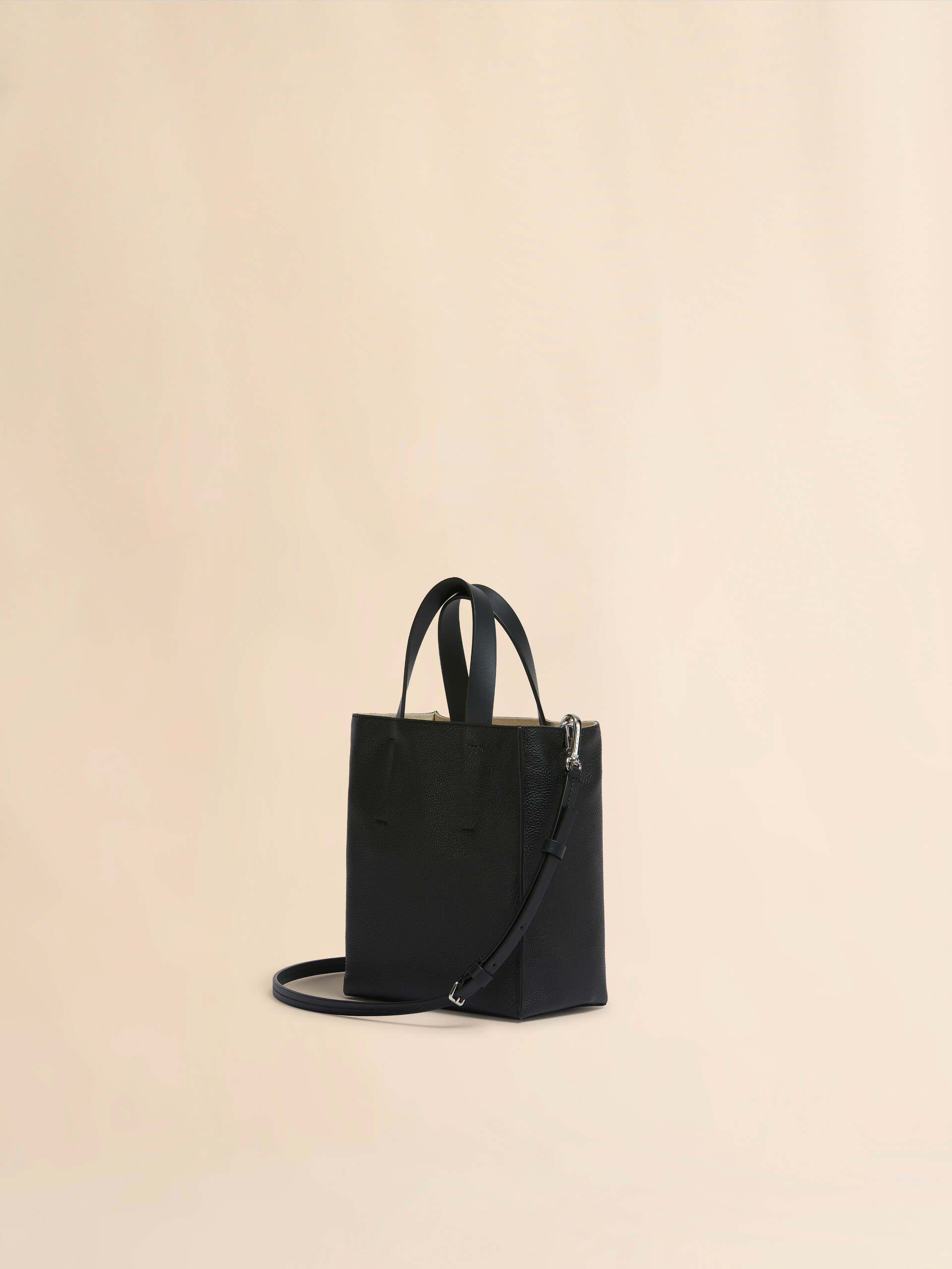 Museo Soft Mini Bag in ivory and brown leather with Marni Mending - Shopping Bags - Image 2