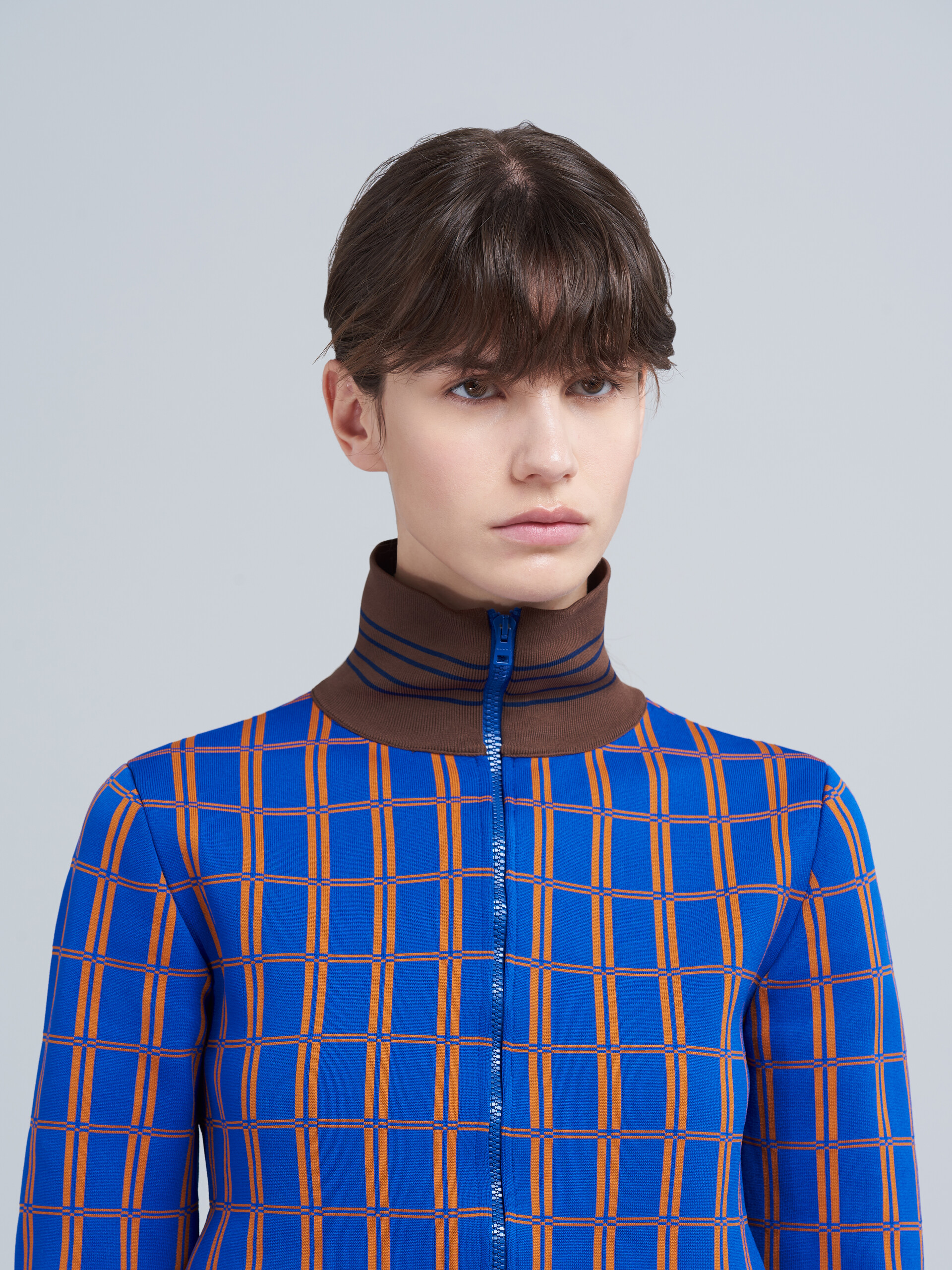Bi-coloured check jacquard cardigan - Pullovers - Image 4