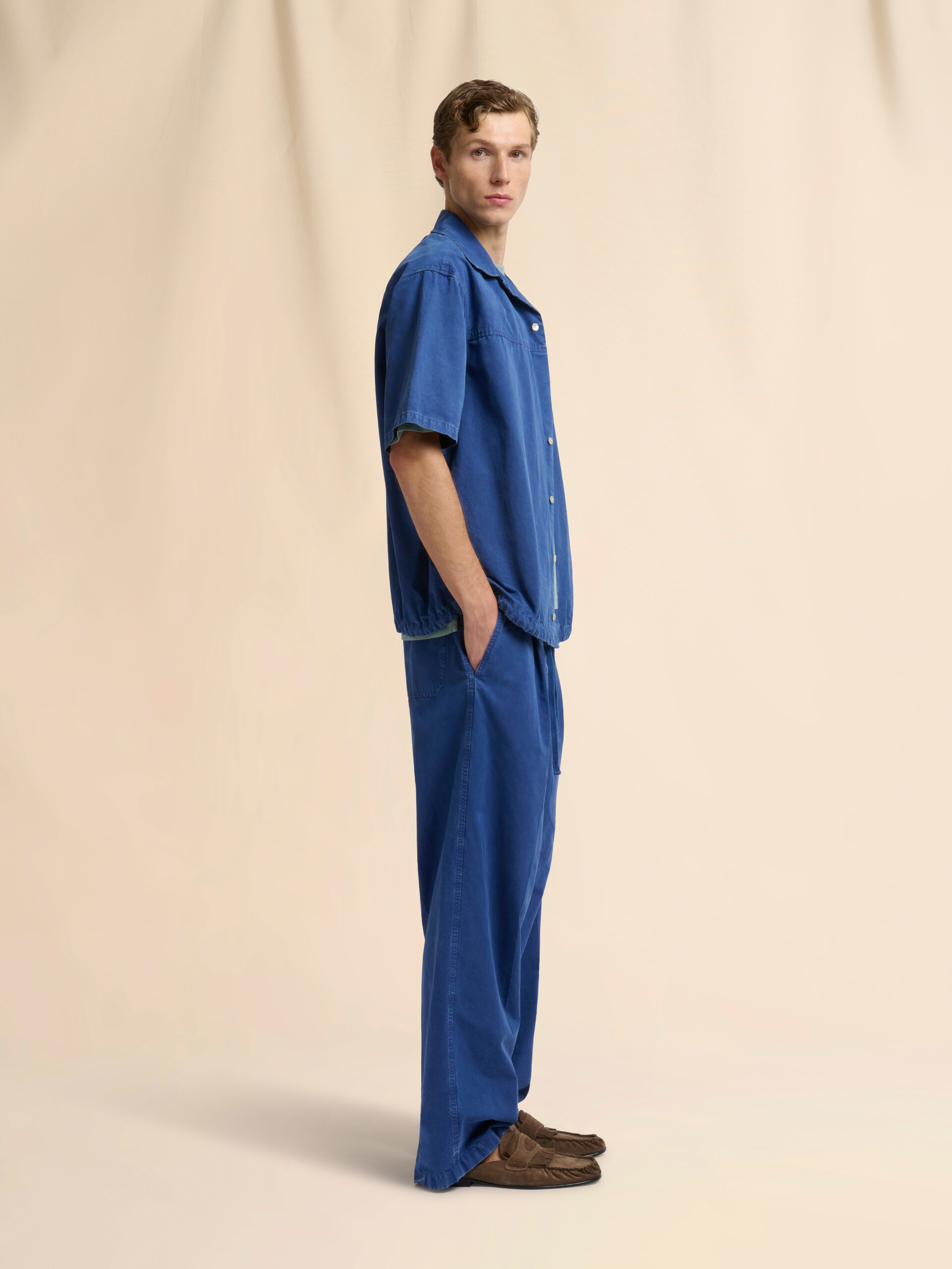Blue cotton wide-leg trousers - Pants - Image 5