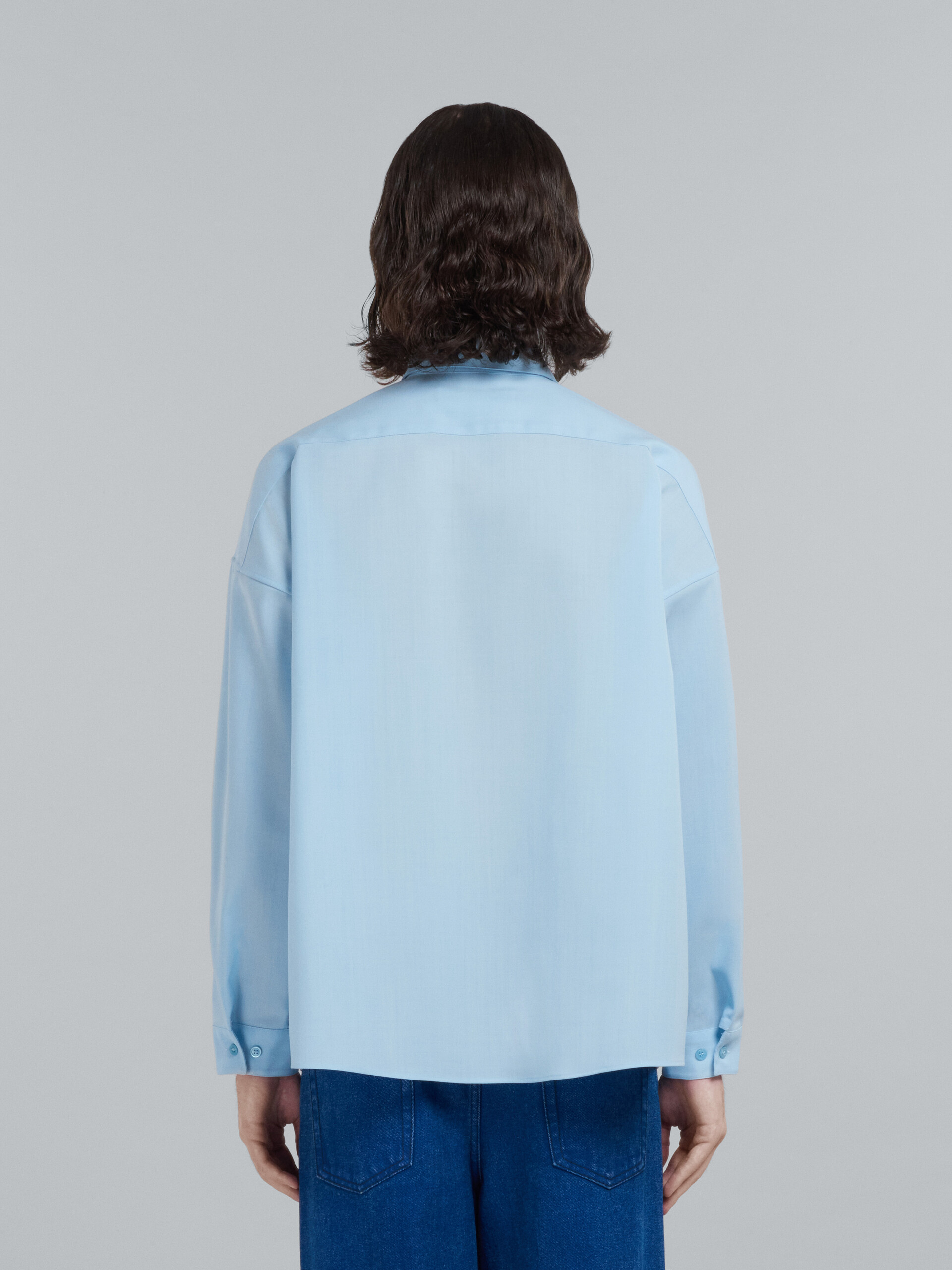 Light blue tropical wool shirt - Shirts - Image 3