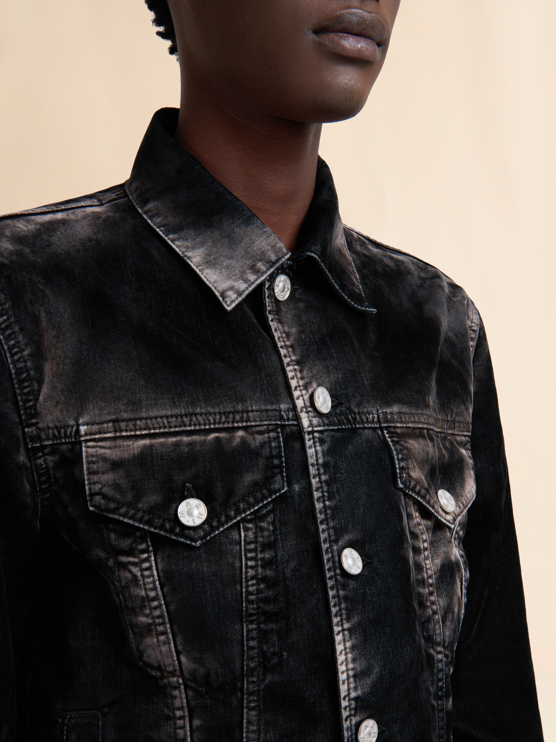 Light blue flocked denim trucker jacket - Jackets - Image 4