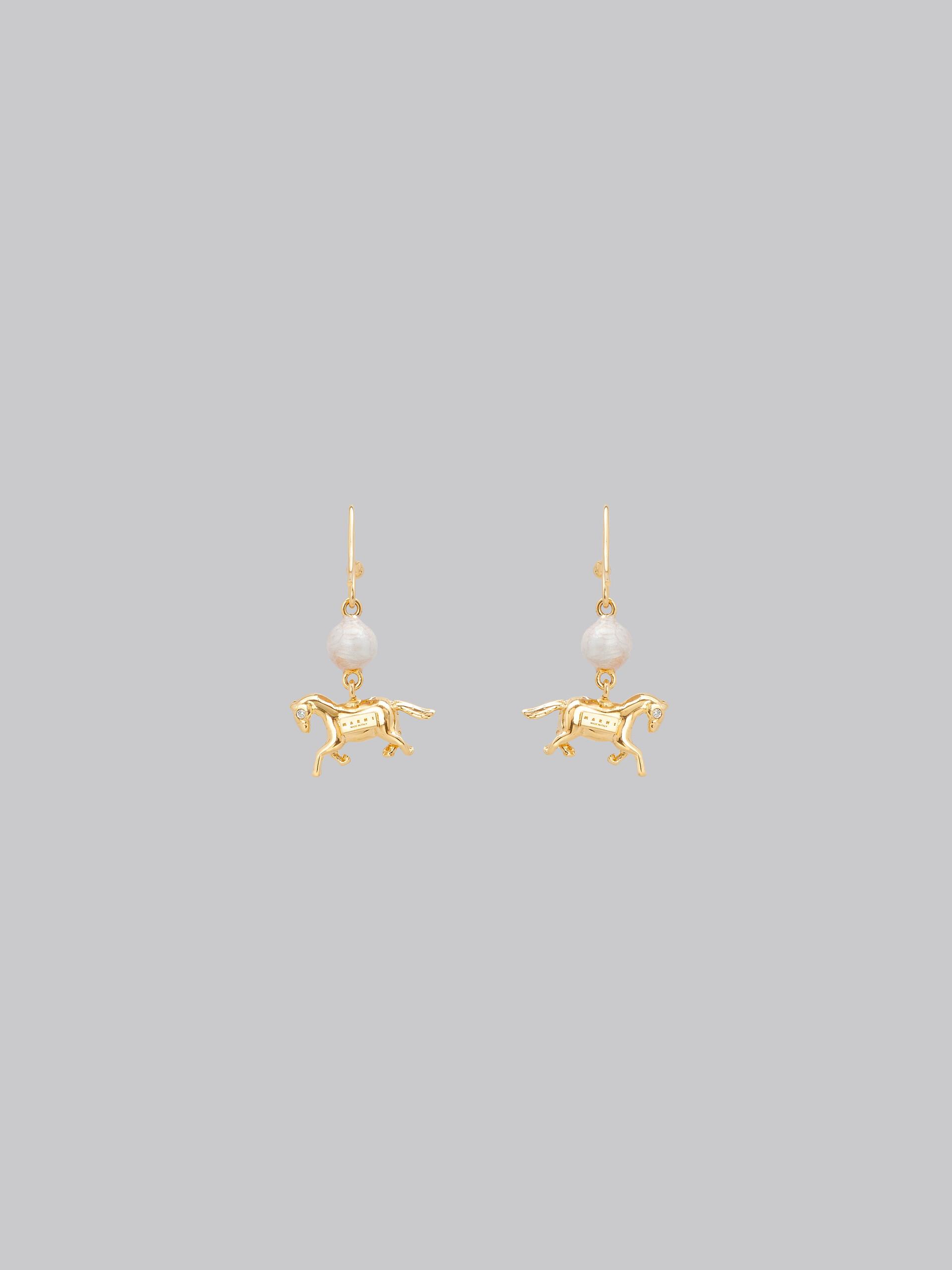 Gold horse drop earrings - Earrings - Image 3