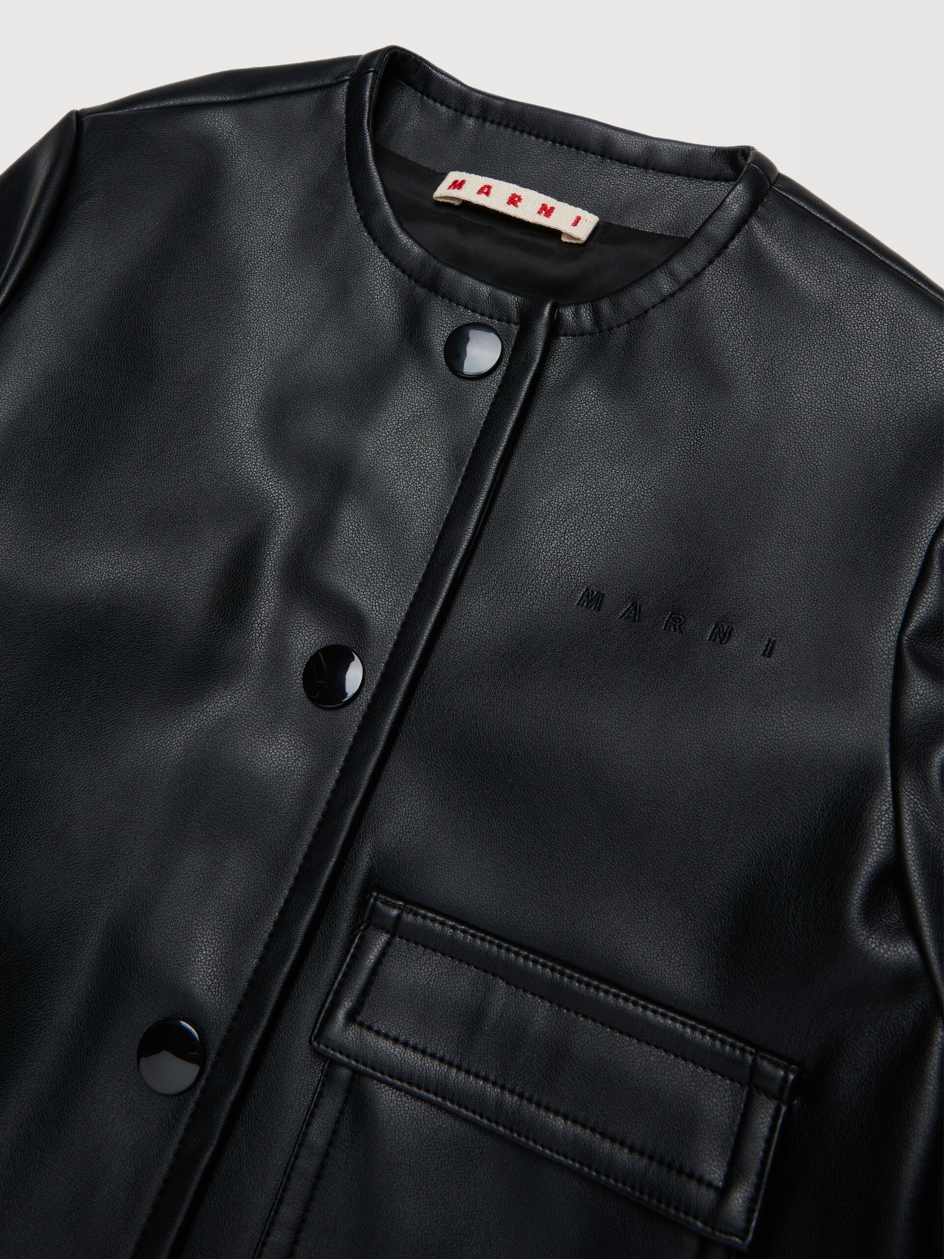 Black coated fabric jacket with pocket - Jackets - Image 3