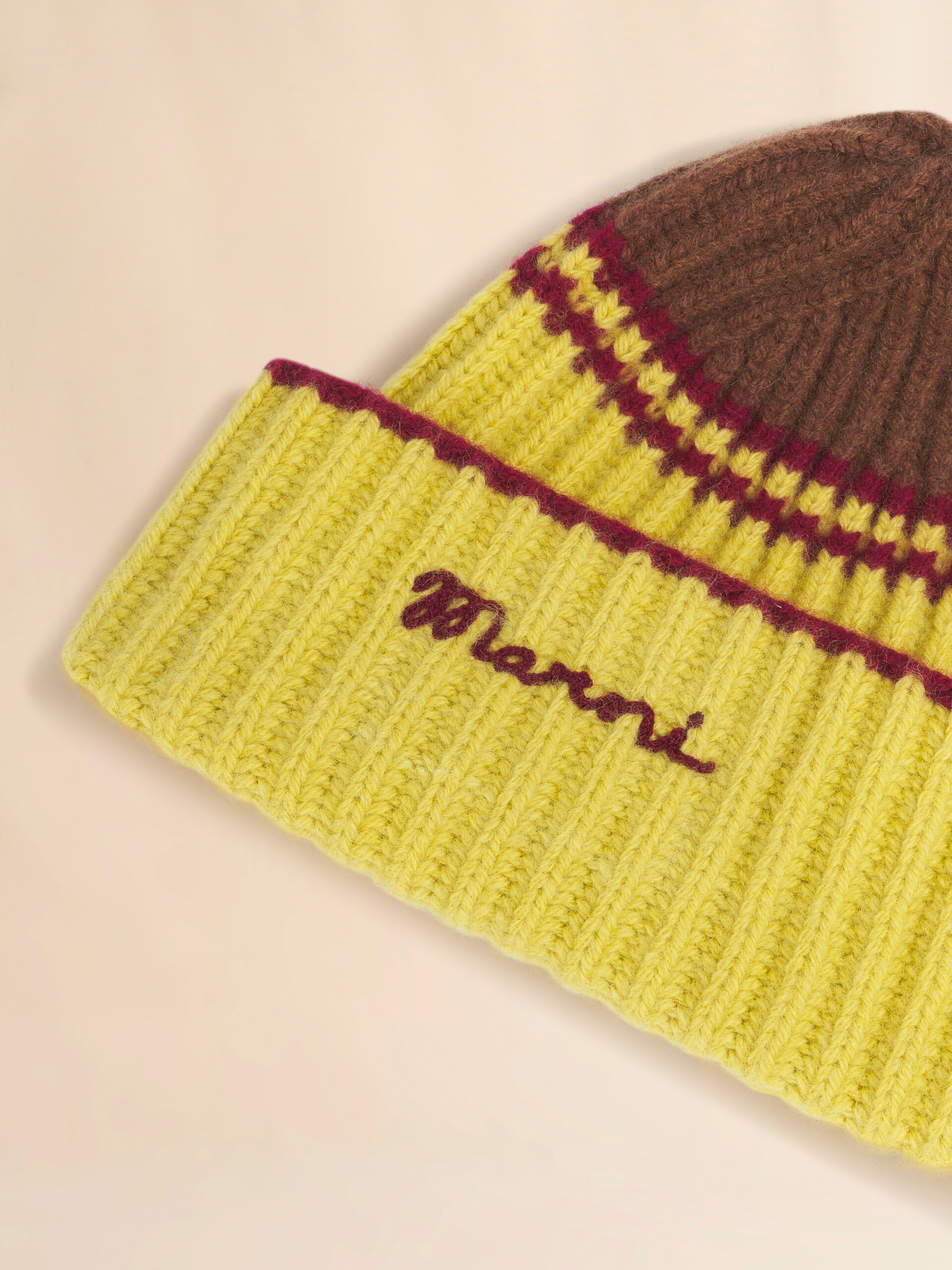 Light blue wool-cashmere fisherman's rib beanie - Hats - Image 4