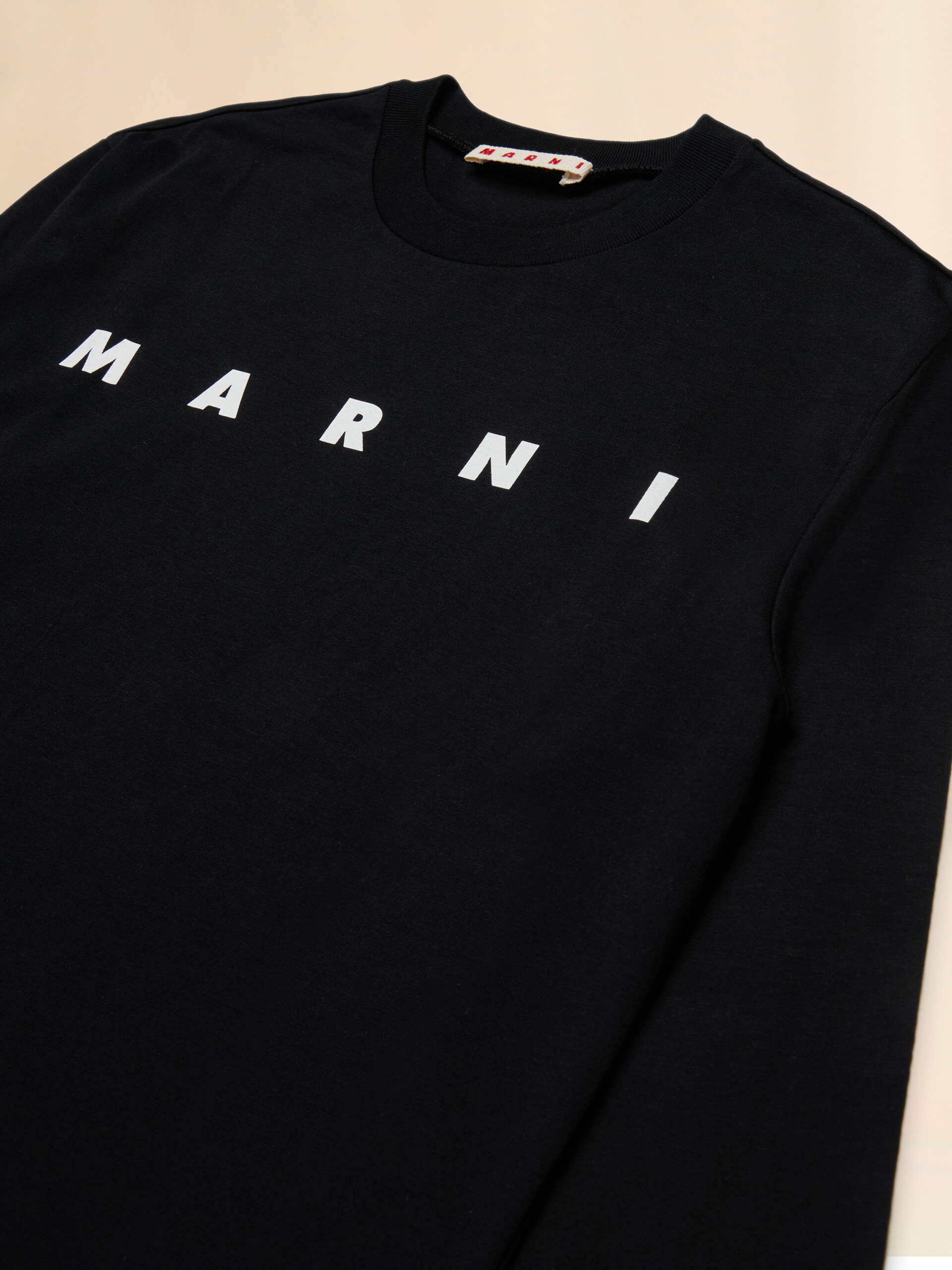 Black cotton long-sleeved T-shirt with Marni print - T-shirts - Image 3