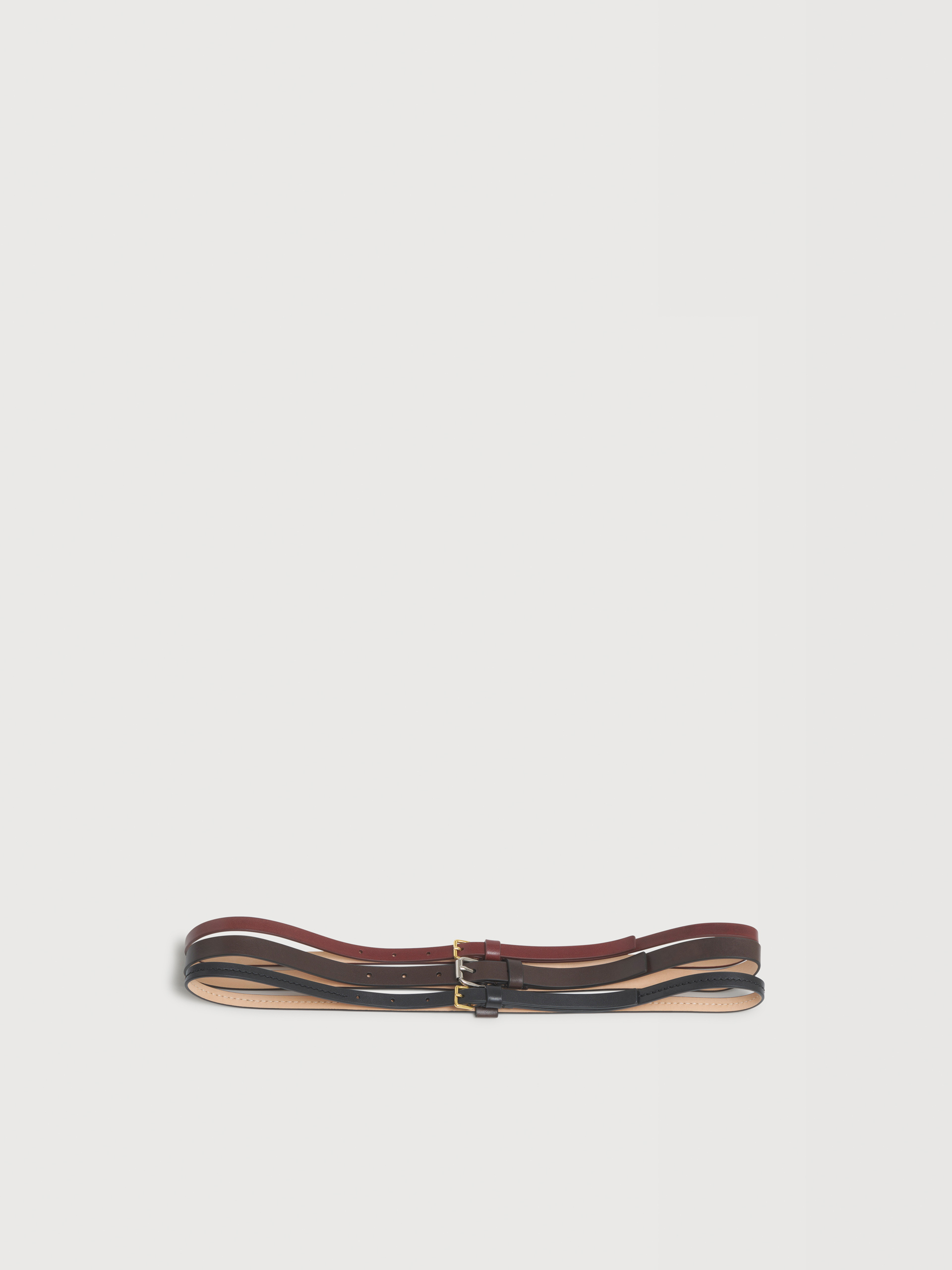 Red, brown and black triple-strand leather belt - Belts - Image 1