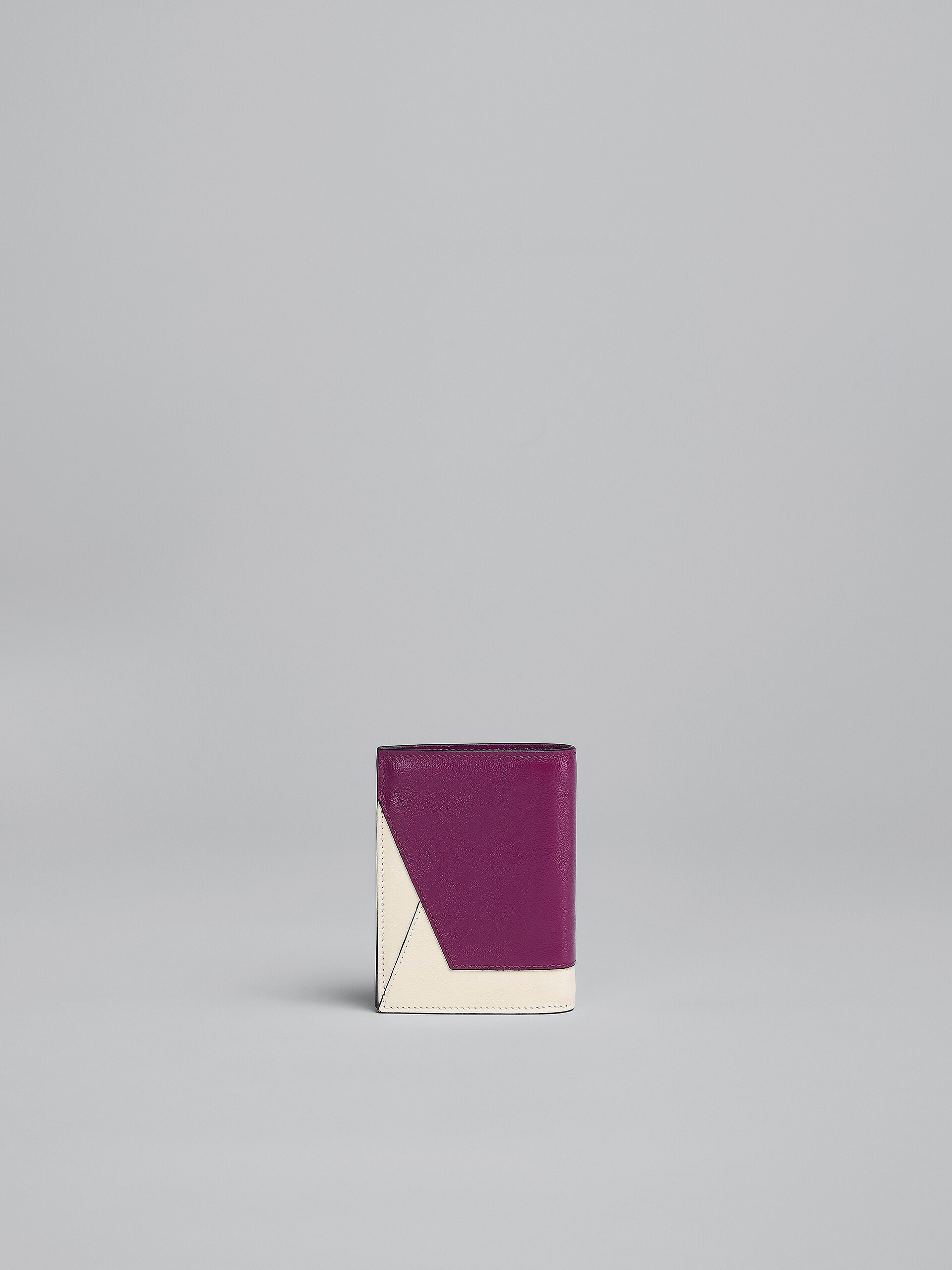 Zweifache Faltbrieftasche aus Leder in Violett und Weiß - Brieftaschen - Image 3