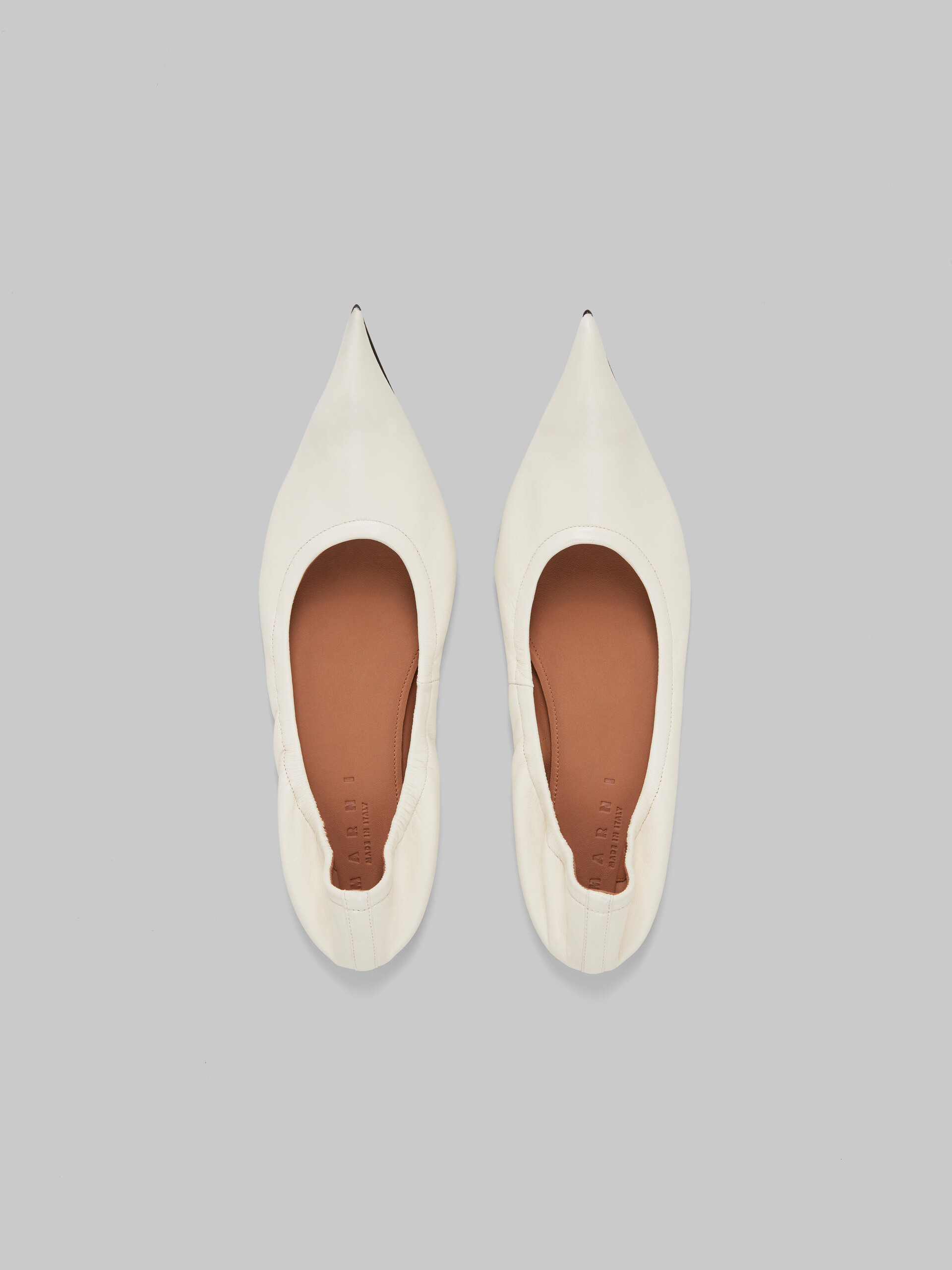 White nappa pointed-toe ballet flats - Ballet Shoes - Image 4