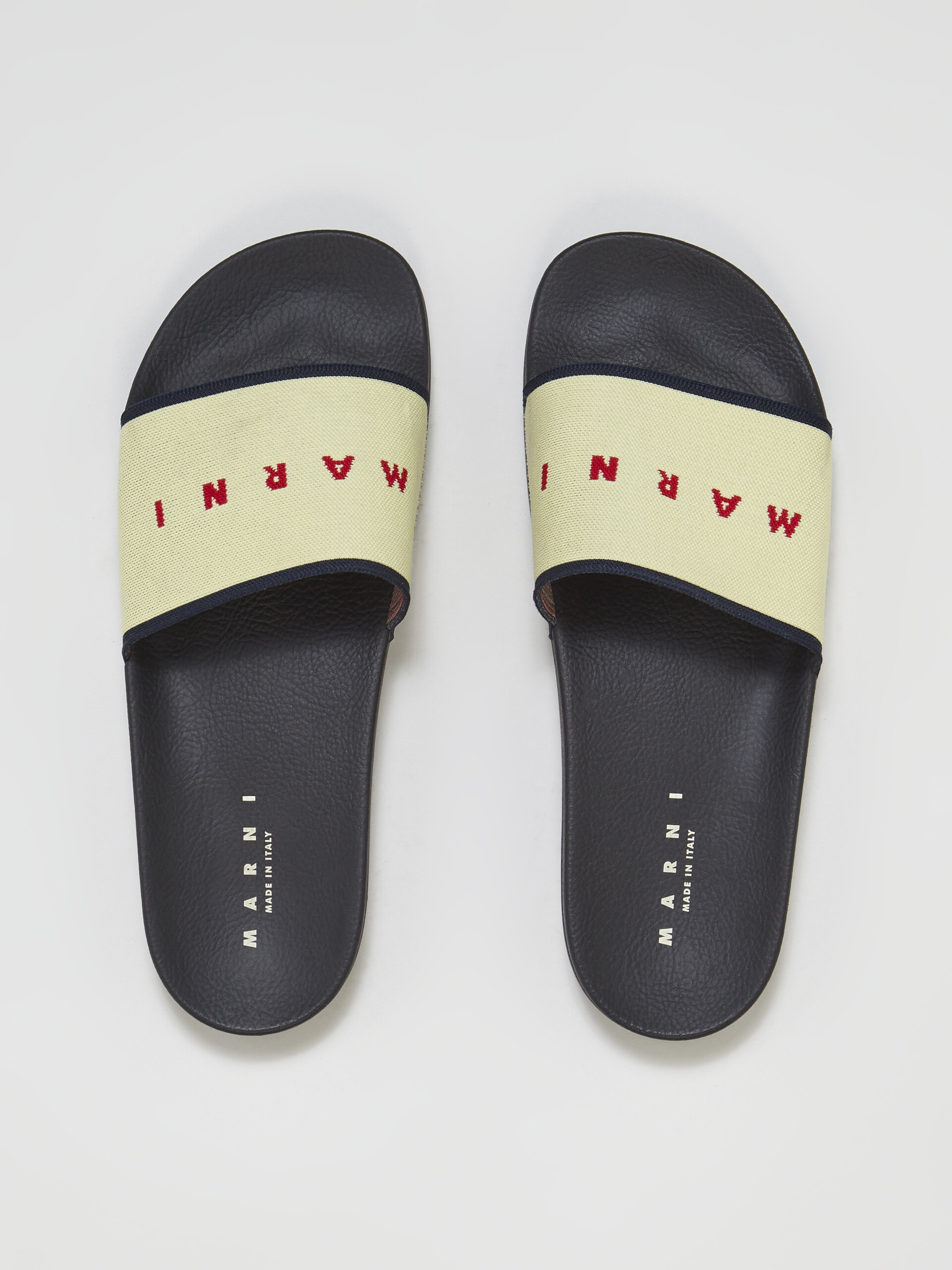 Beige logo jacquard rubber slide - Sandals - Image 4