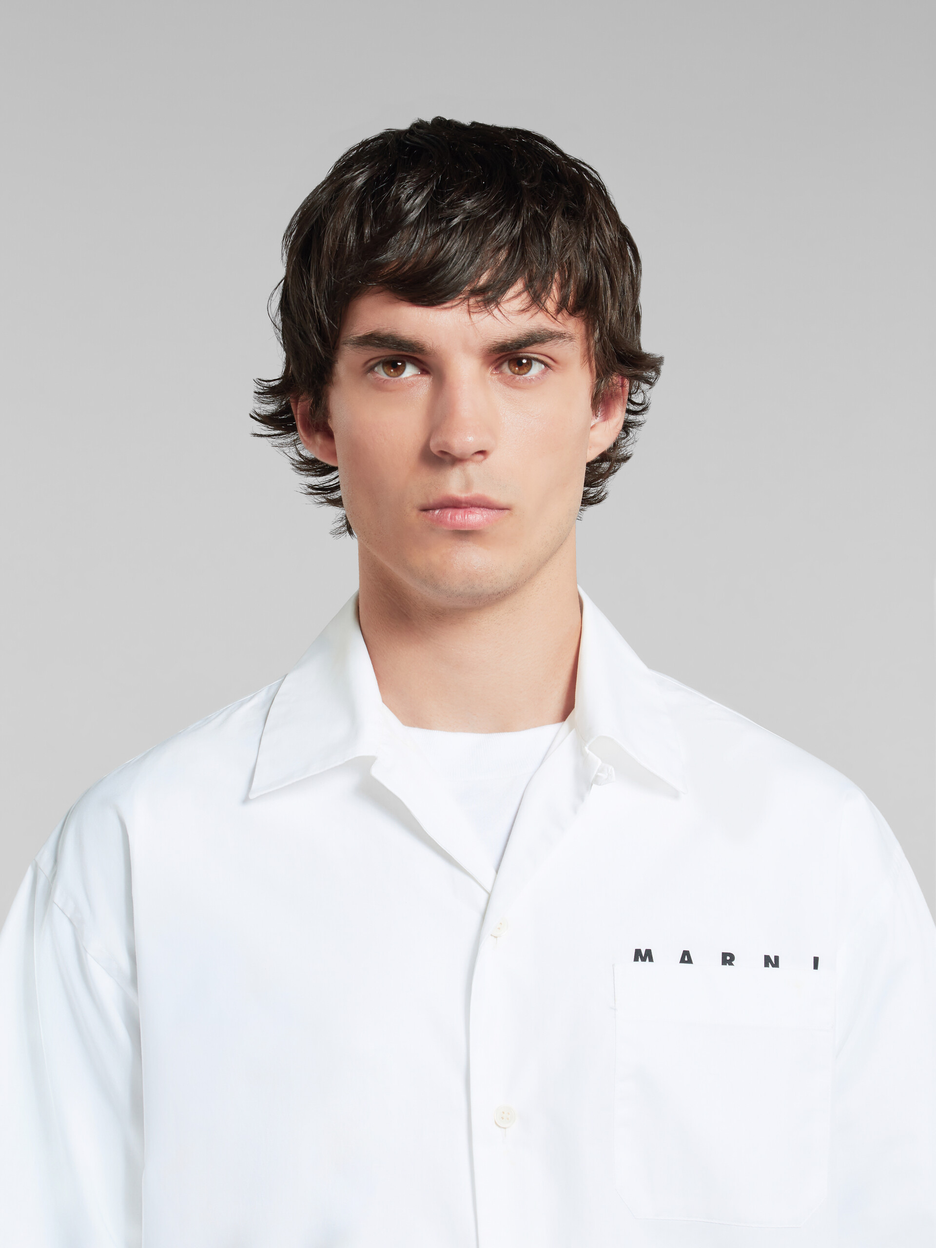 White poplin logo bowling shirt - Shirts - Image 4