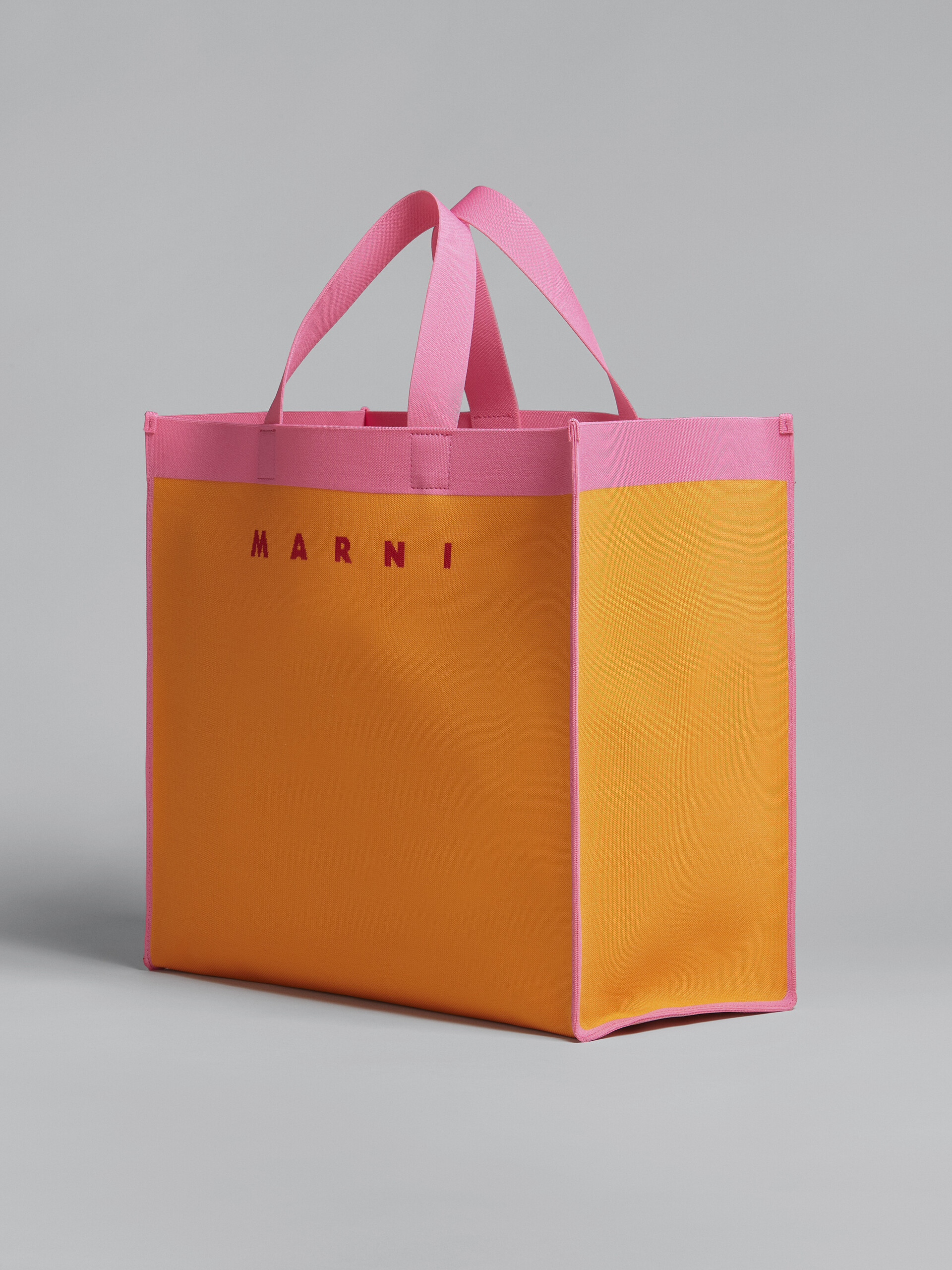 Orange and pink jacquard shopping bag - Shopping Bags - Image 3