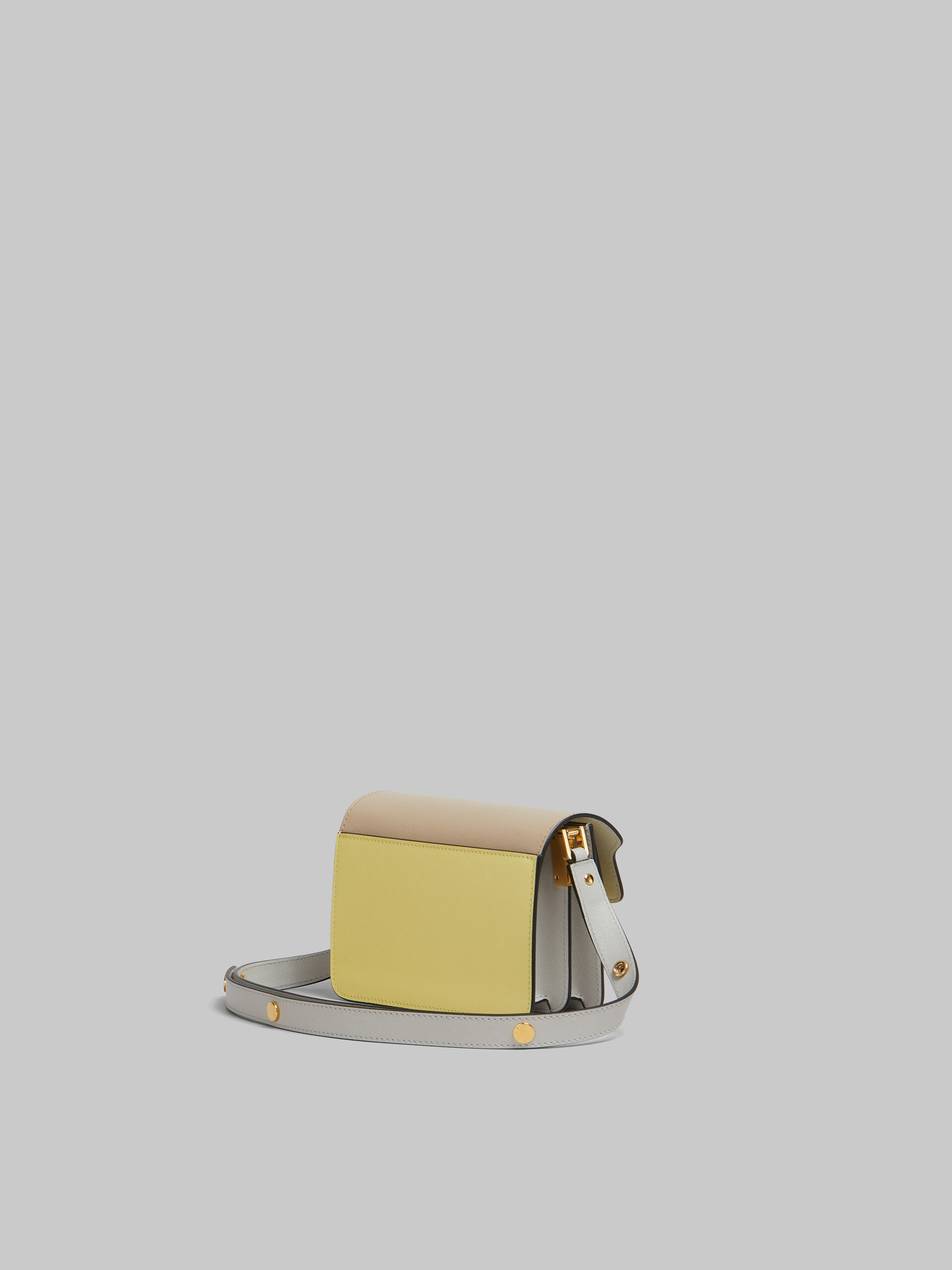 Tan yellow and grey saffiano leather mini Trunk bag - Shoulder Bags - Image 3