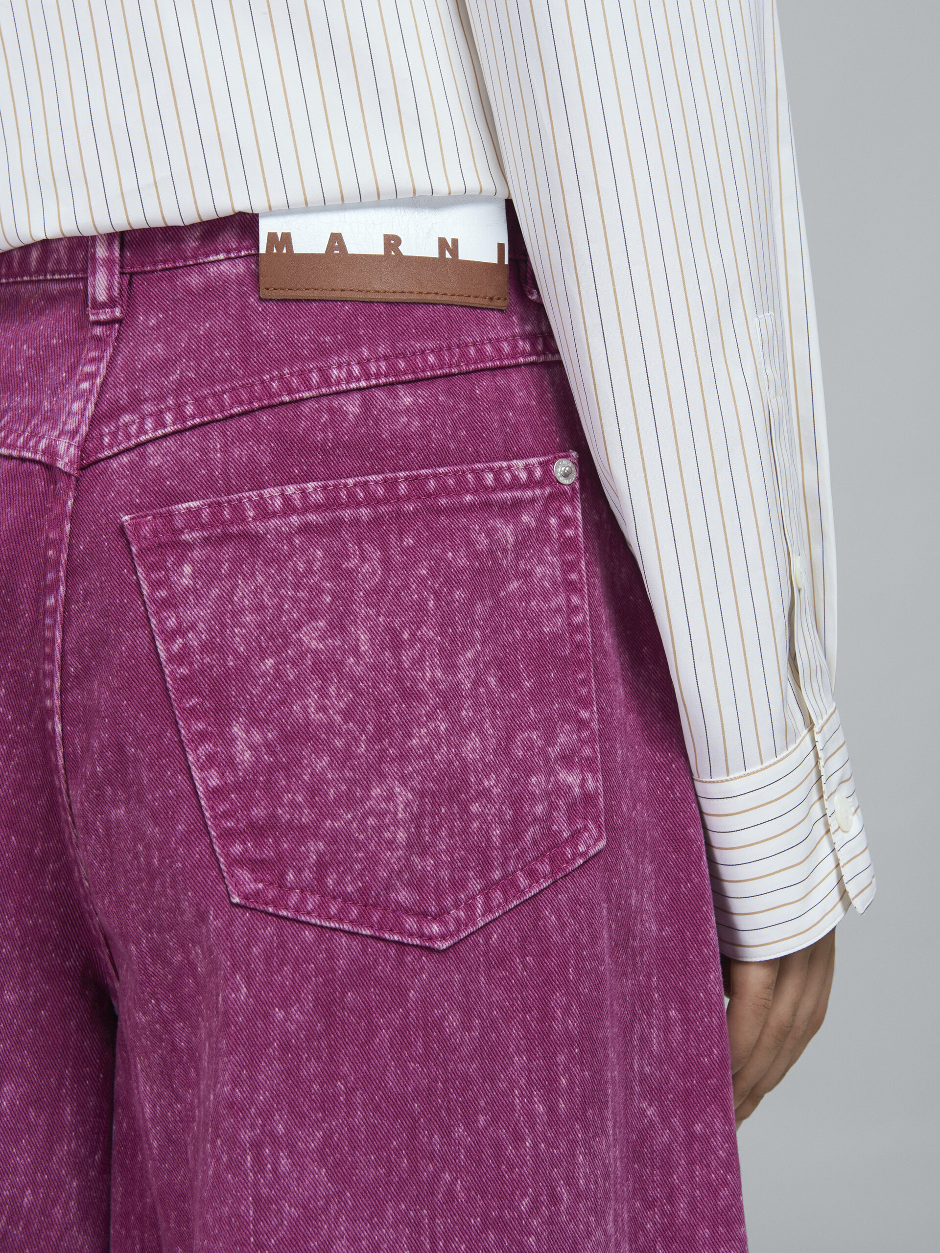 Pink denim wide-leg trousers - Pants - Image 4