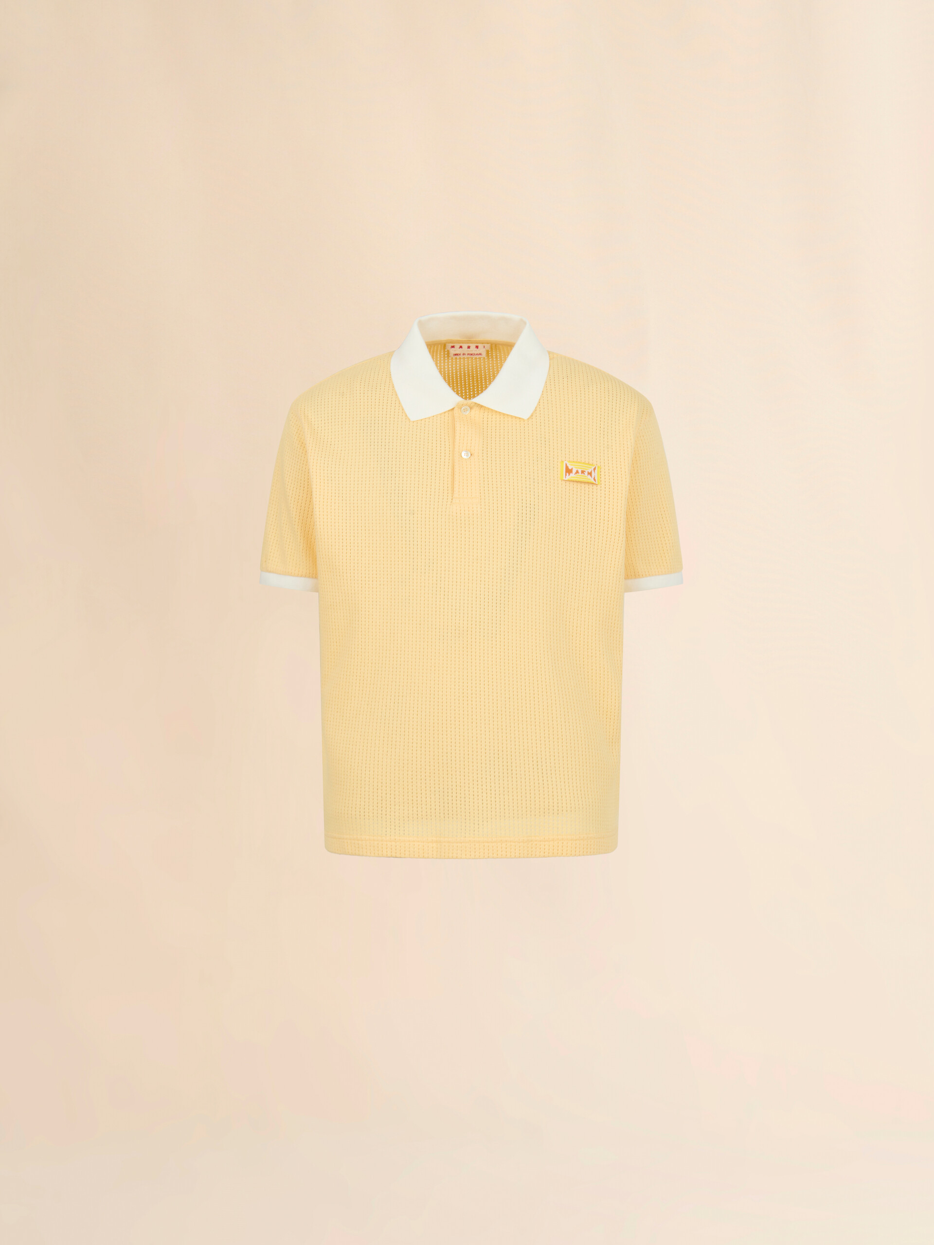 Polo jaune en interlock avec motif jacquard - Chemises - Image 1