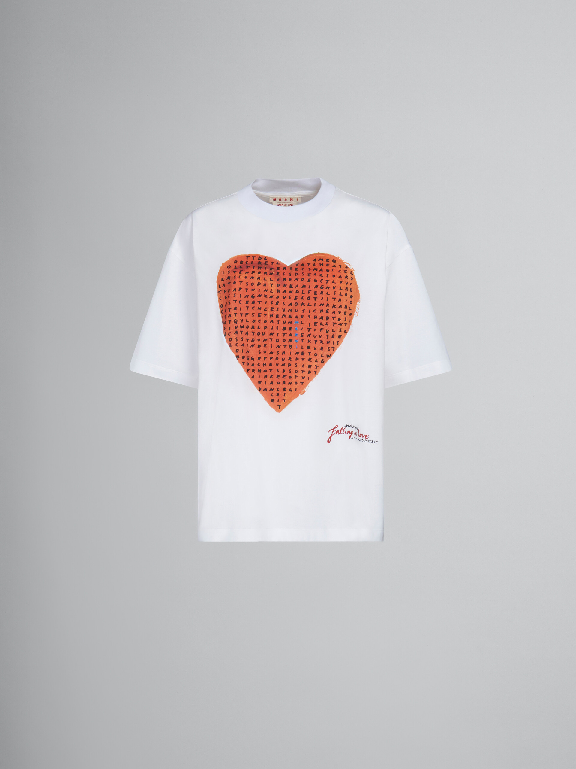 White T-shirt with wordsearch heart print | Marni