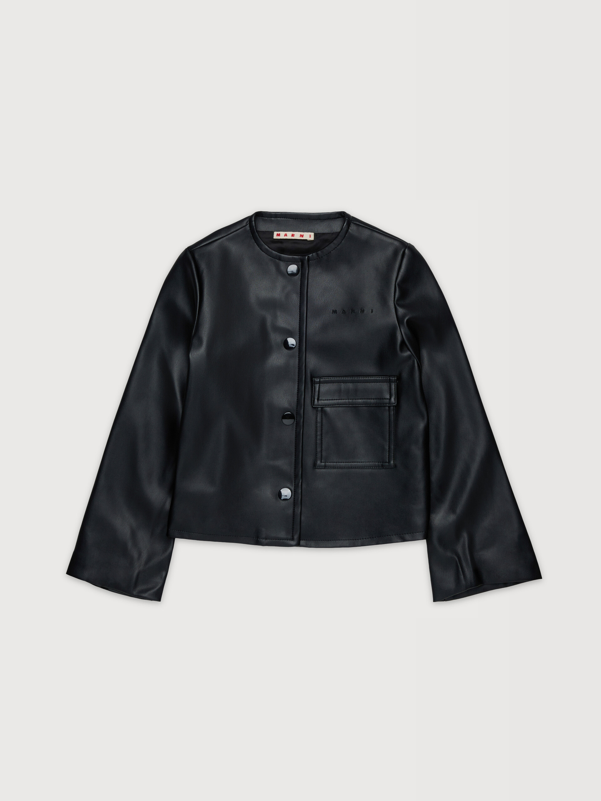 Black coated fabric jacket with pocket - Jackets - Image 1