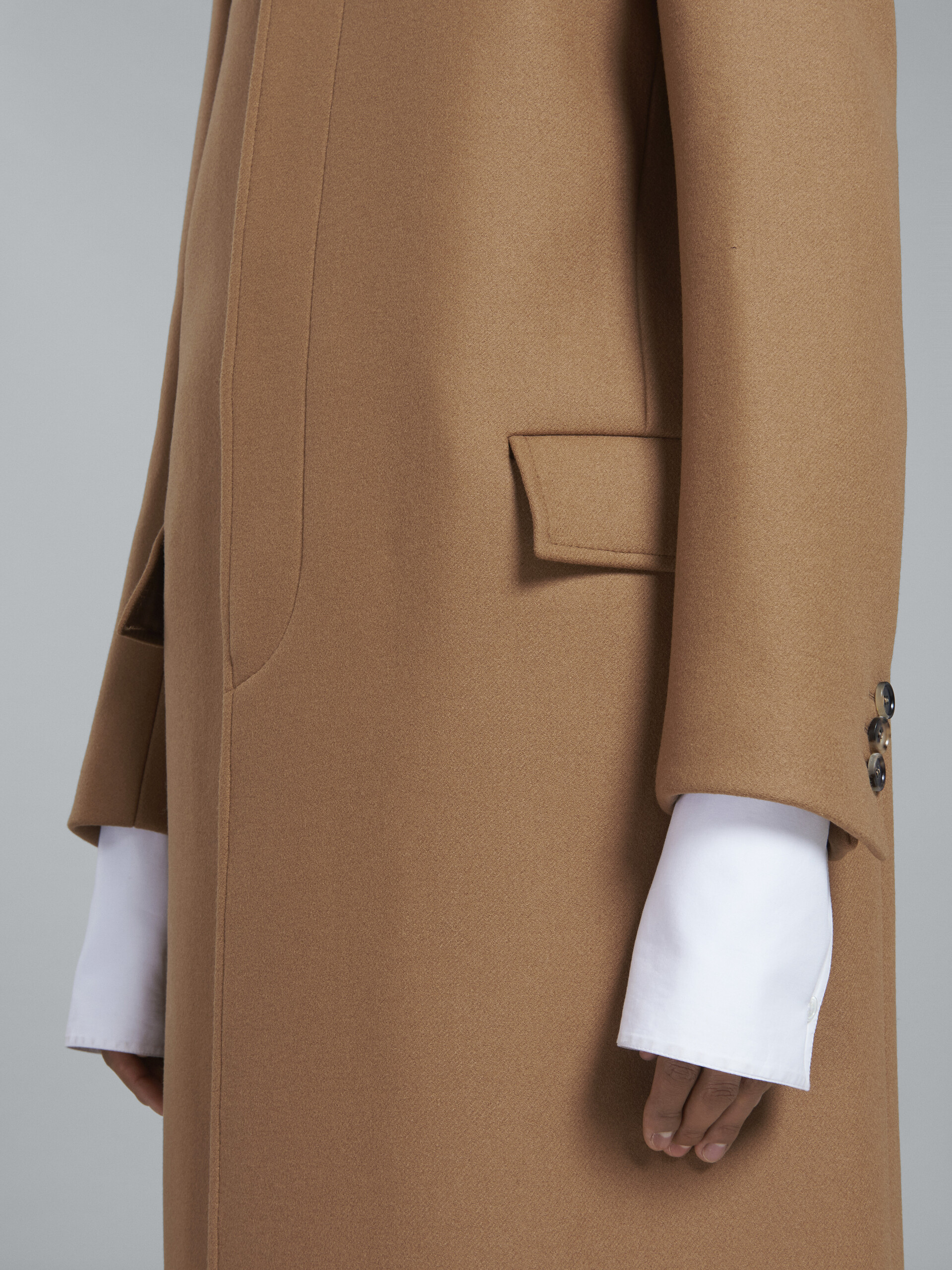 Brown wool coat with velvet collar - Coat - Image 5