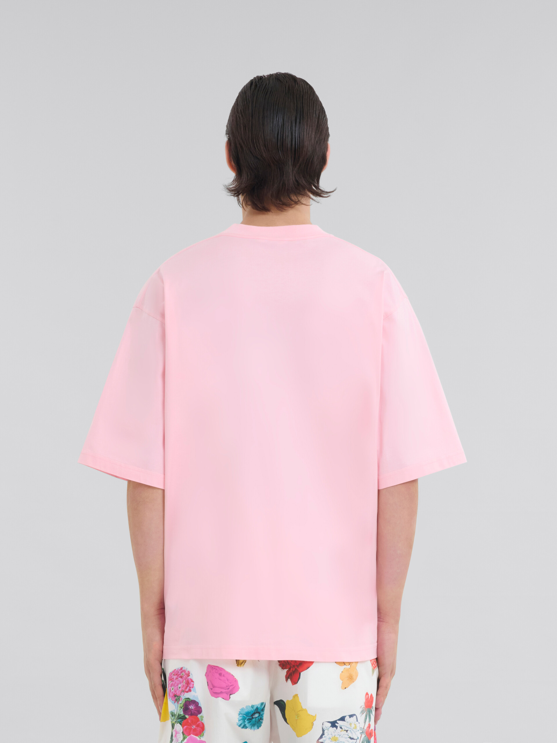 White cotton T-shirt with bouquet Marni logo - Shirts - Image 3