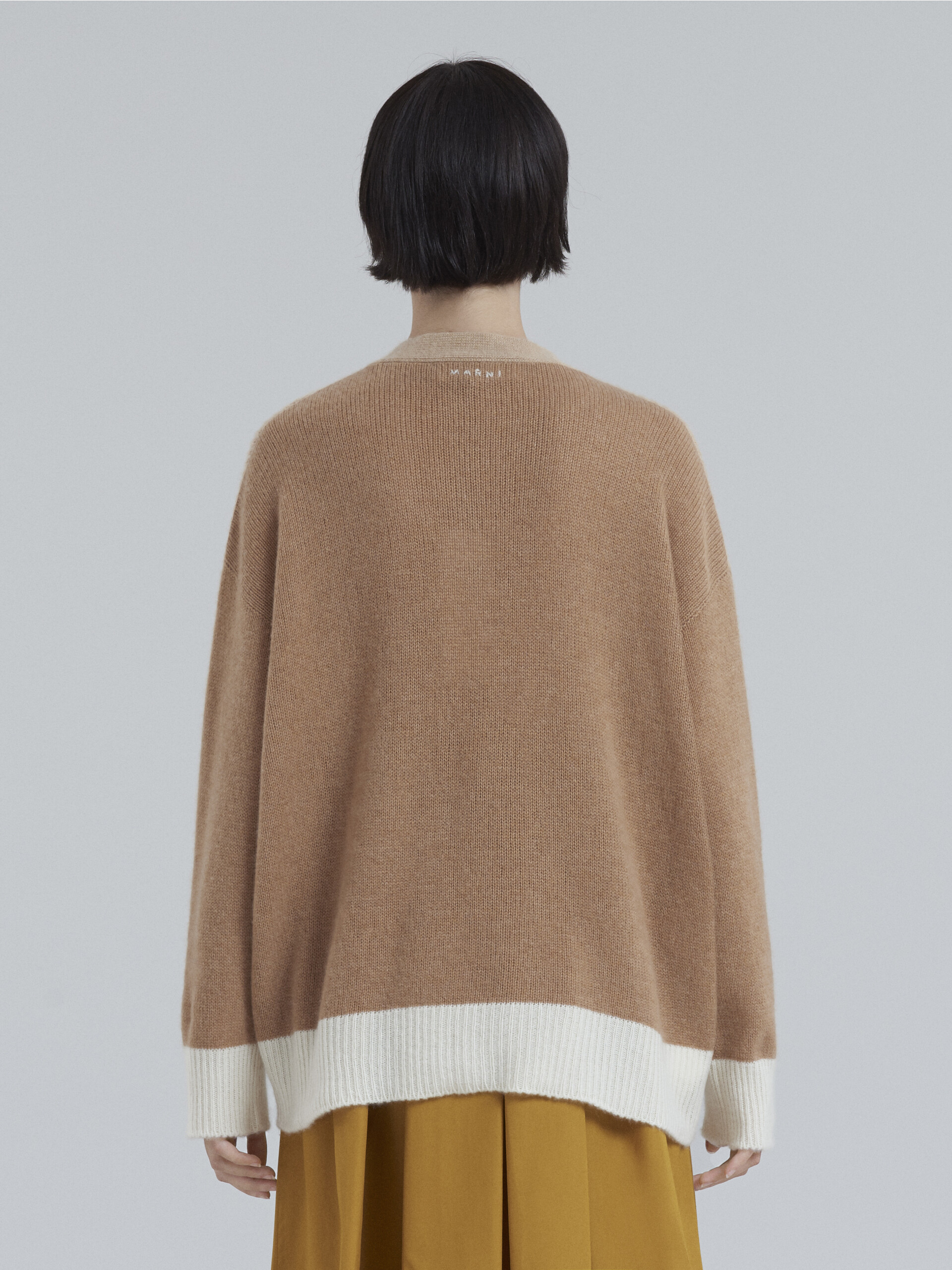 Brown cashmere V-neck cardigan - Pullovers - Image 3