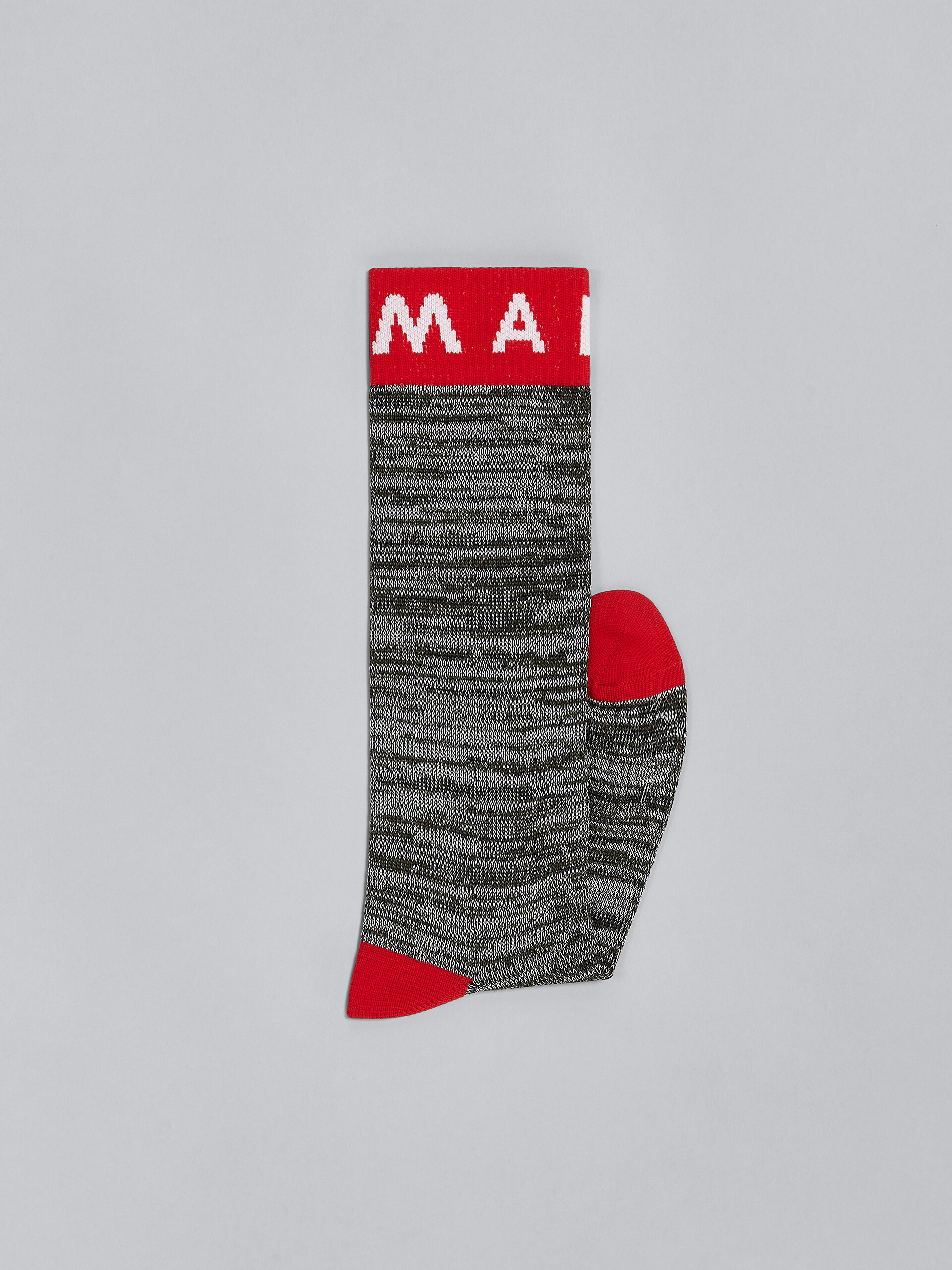 Black mouliné cotton and nylon socks - Socks - Image 2