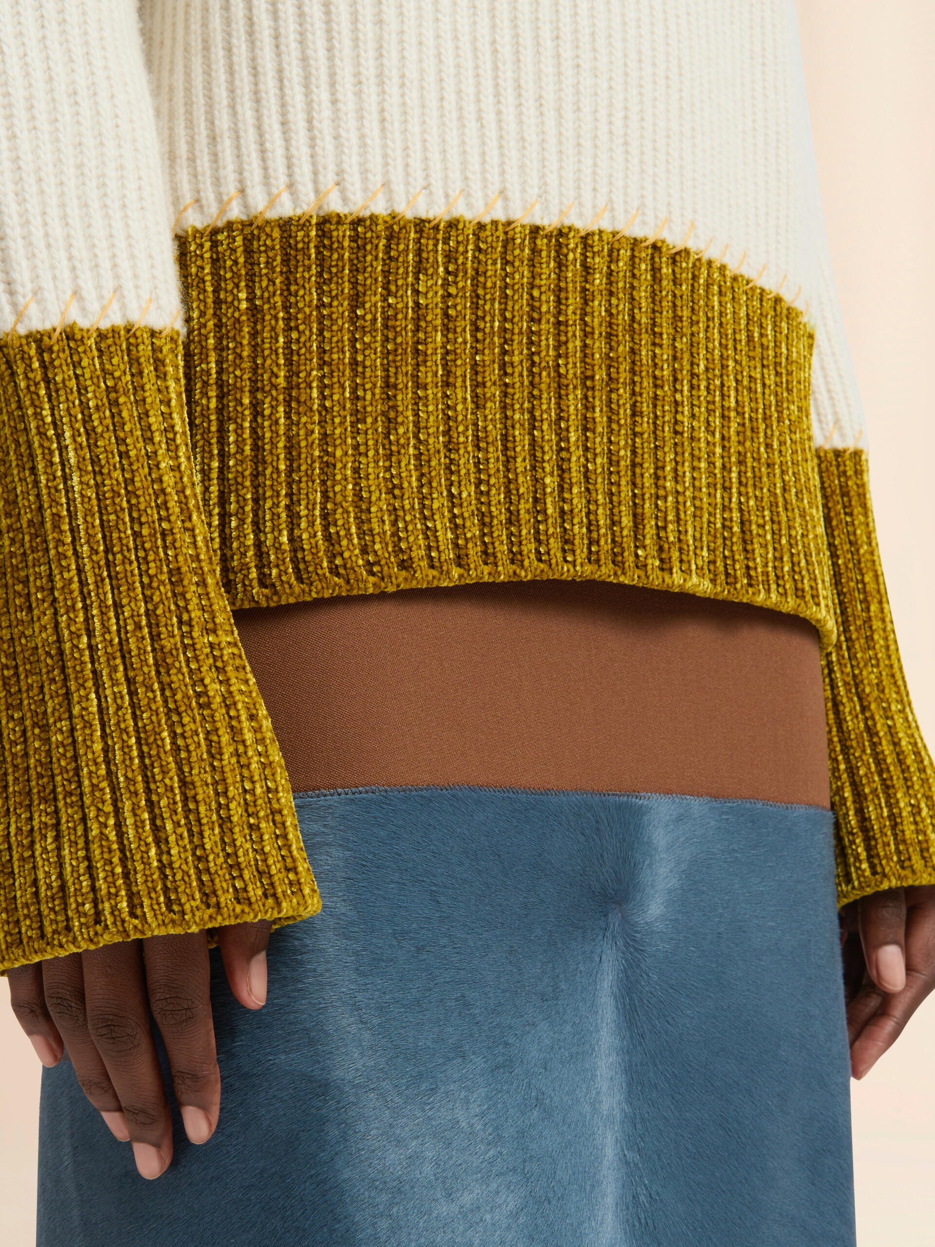 Cream wool colour-block jumper - Pullovers - Image 4