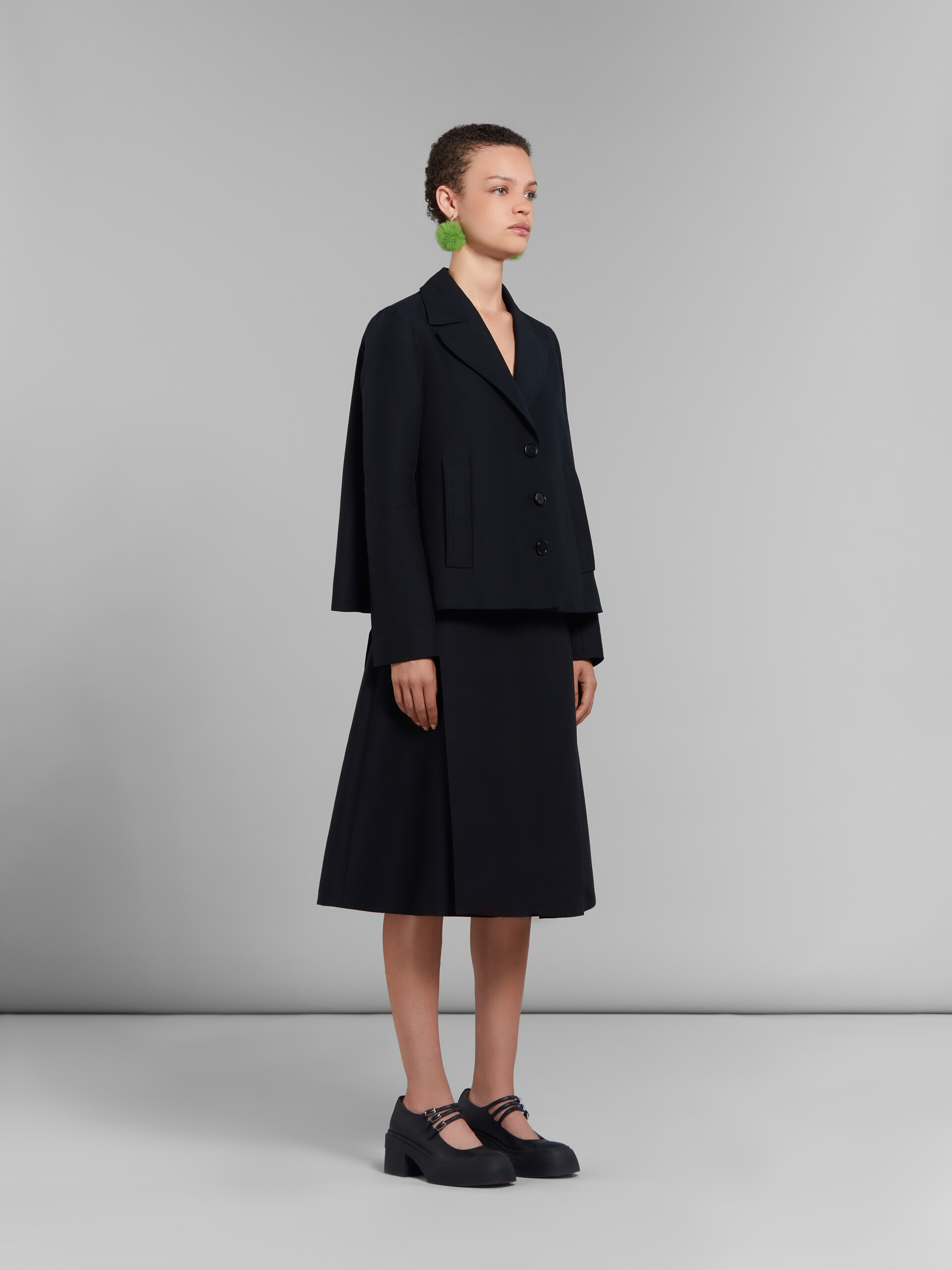 Black cady midi skirt with maxi pleats - Skirts - Image 5