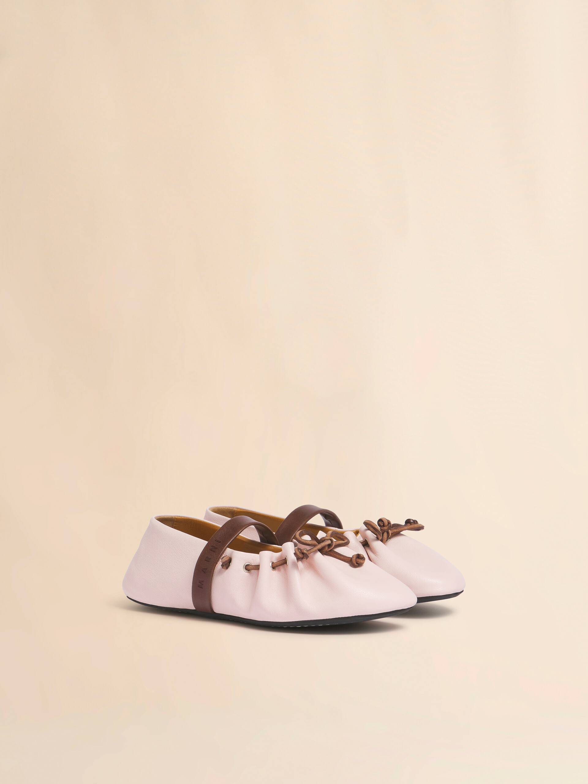 Pink and brown leather Mary Jane Soft Ballerina - Ballet Shoes - Image 2