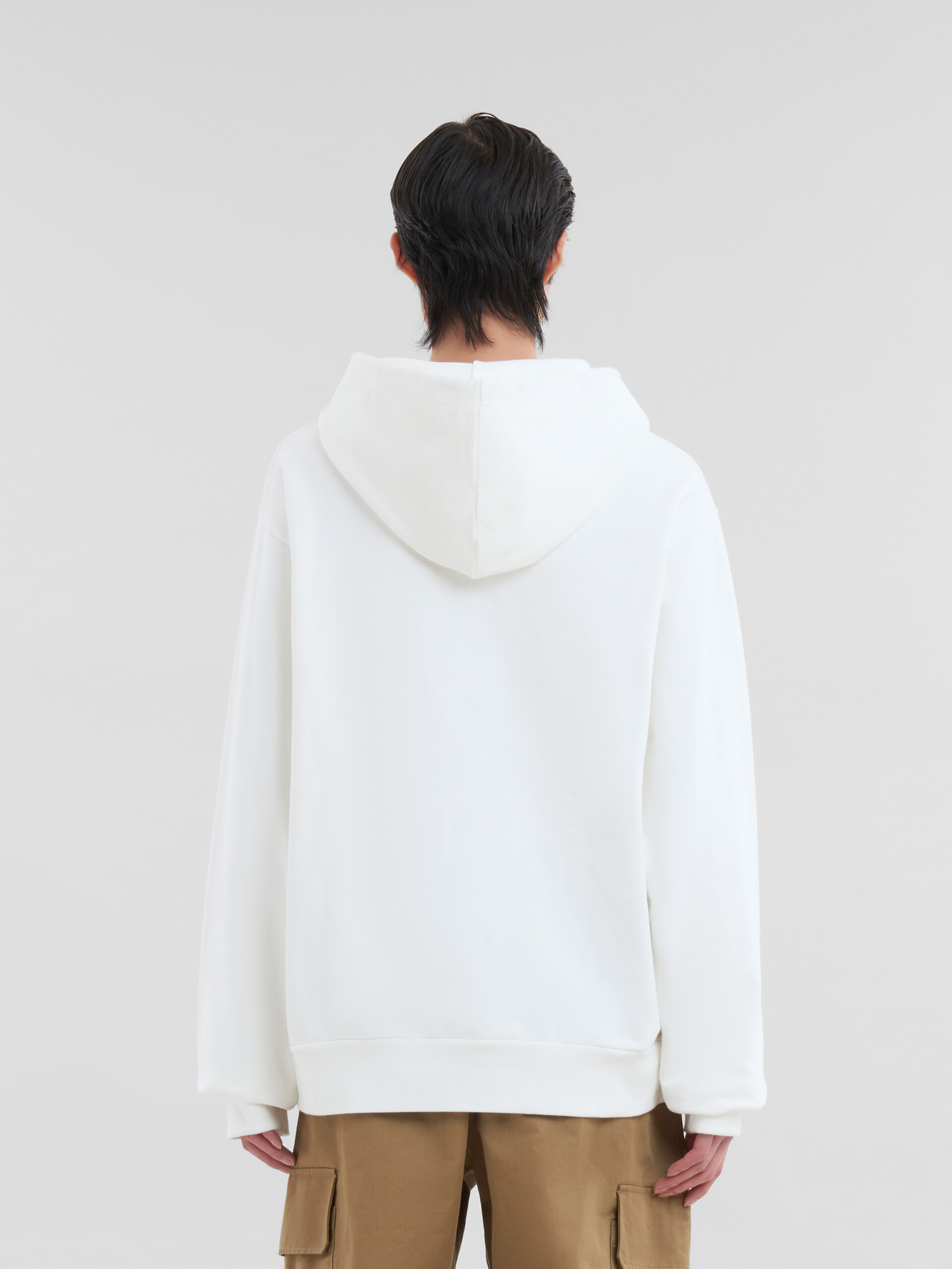 White organic cotton hoodie with mini Marni print - Sweaters - Image 3
