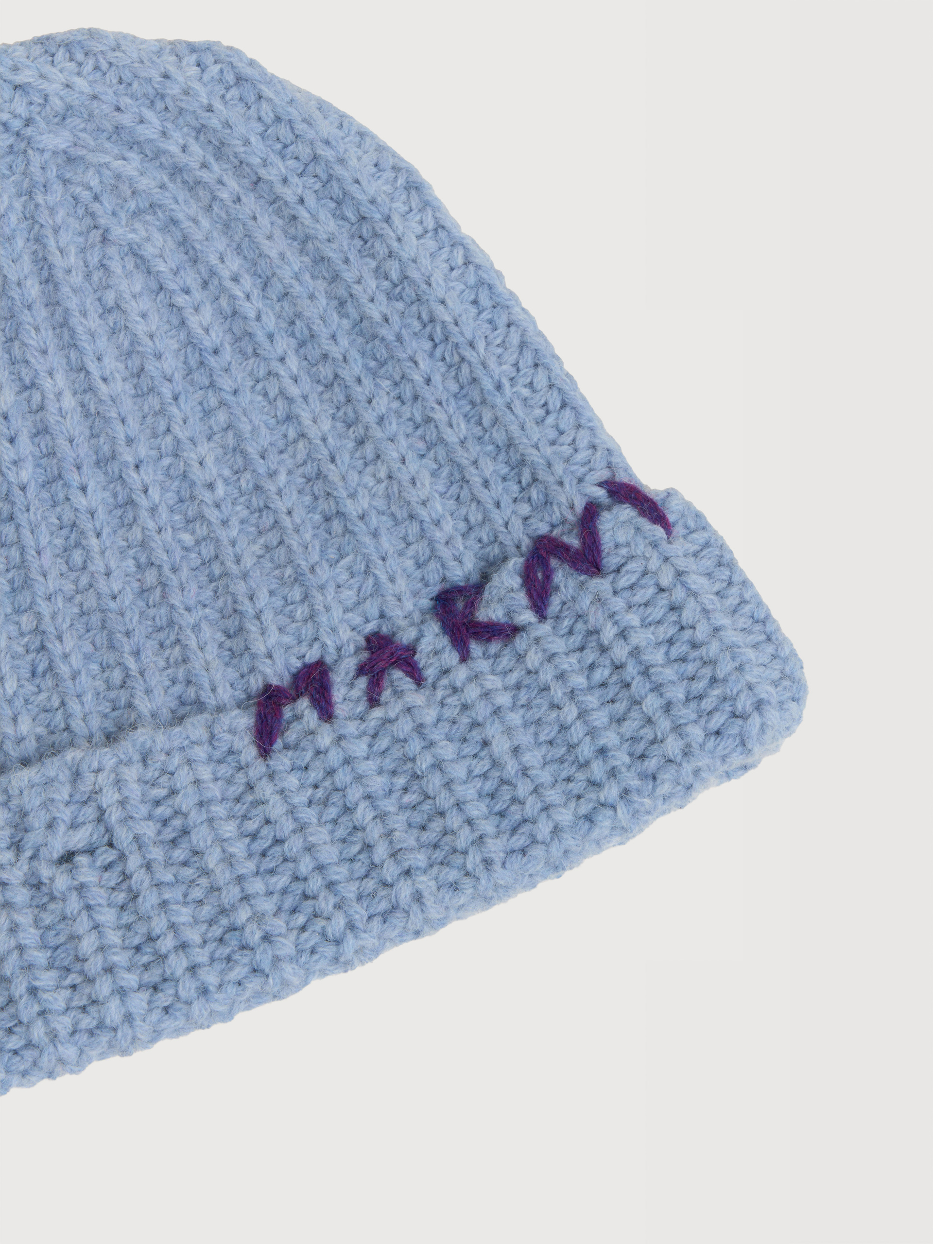 Blue Shetland wool beanie with Marni Mending - Hats - Image 3