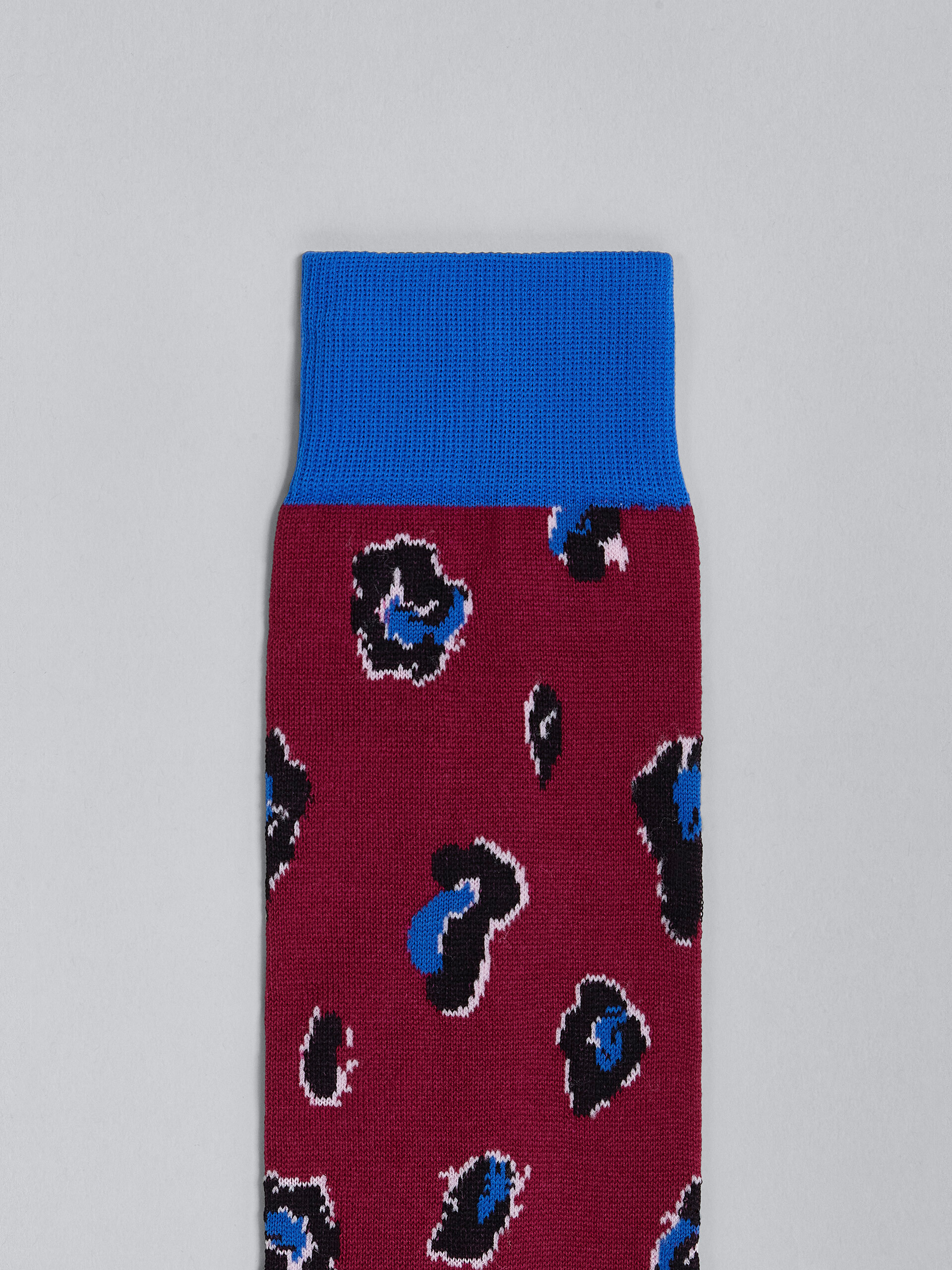 Burgundy Feline Twist cotton and nylon socks - Socks - Image 3