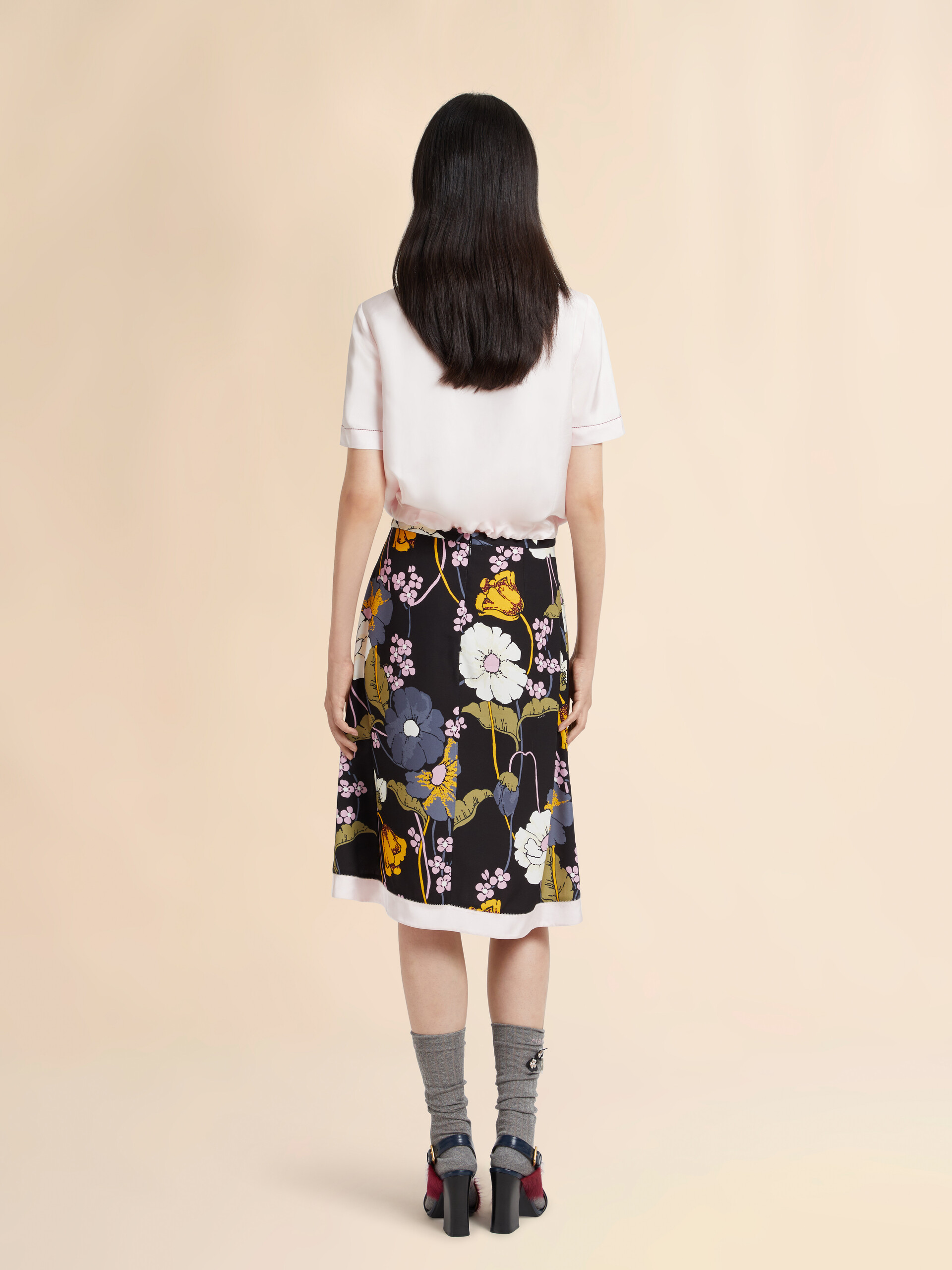 Melodiaプリント ブラック エンヴァースサテンスカート - スカート - Image 3