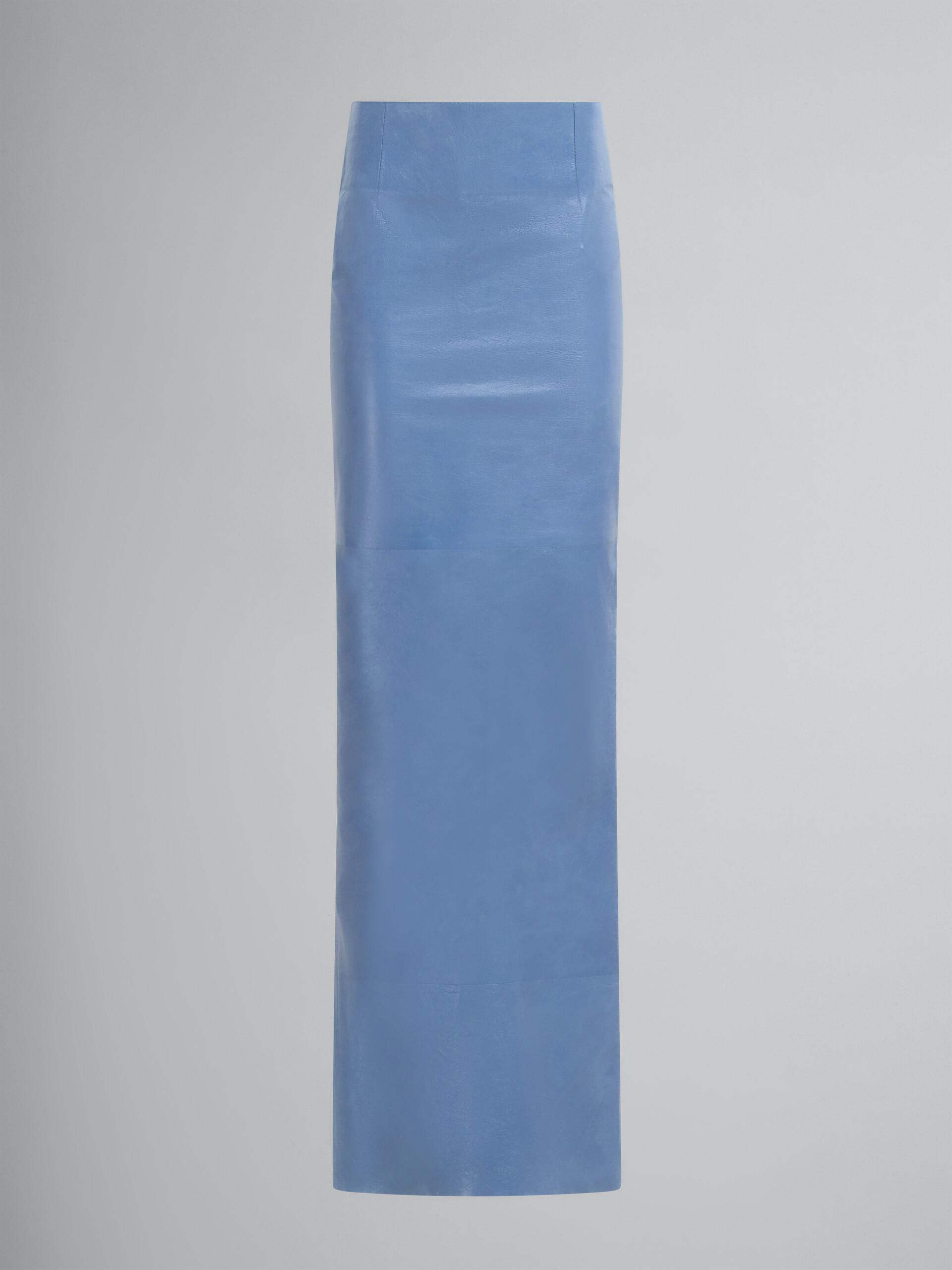 Blue shiny leather pencil skirt - Skirts - Image 1