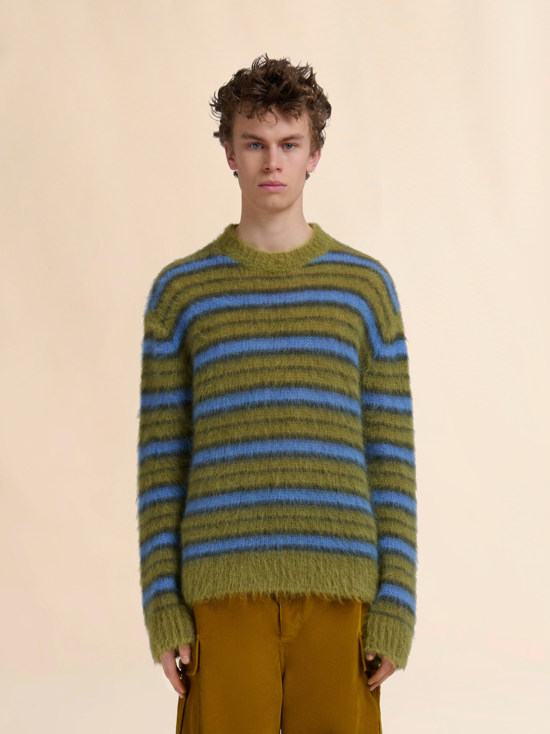 Grau gestreifter Pullover aus Mohair - Pullover - Image 2
