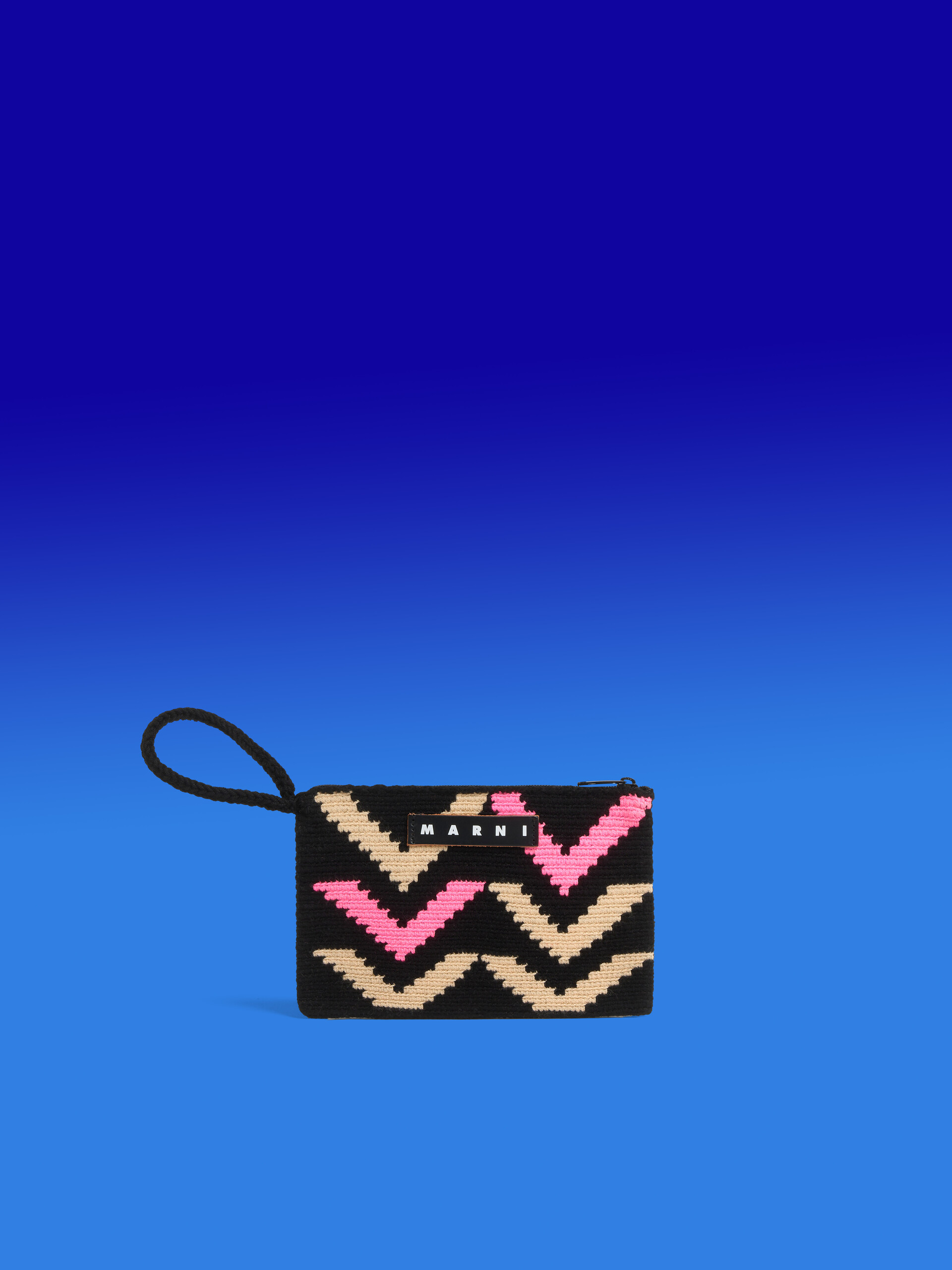 Large colour-block intarsia MARNI MARKET tech wool pouch - Accessories - Image 1