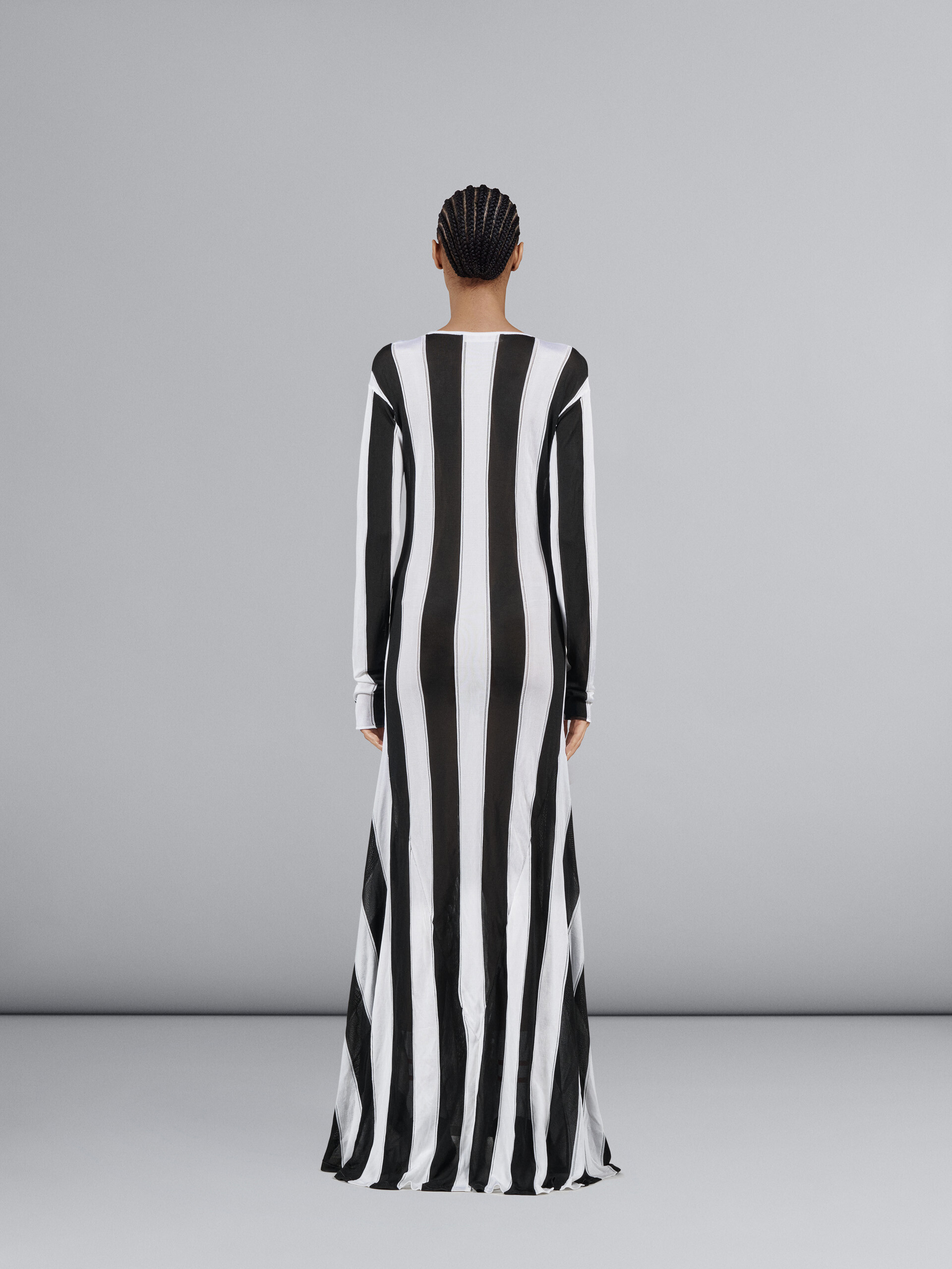 ストライプ ニットビスコース製ロングドレス - ドレス - Image 3