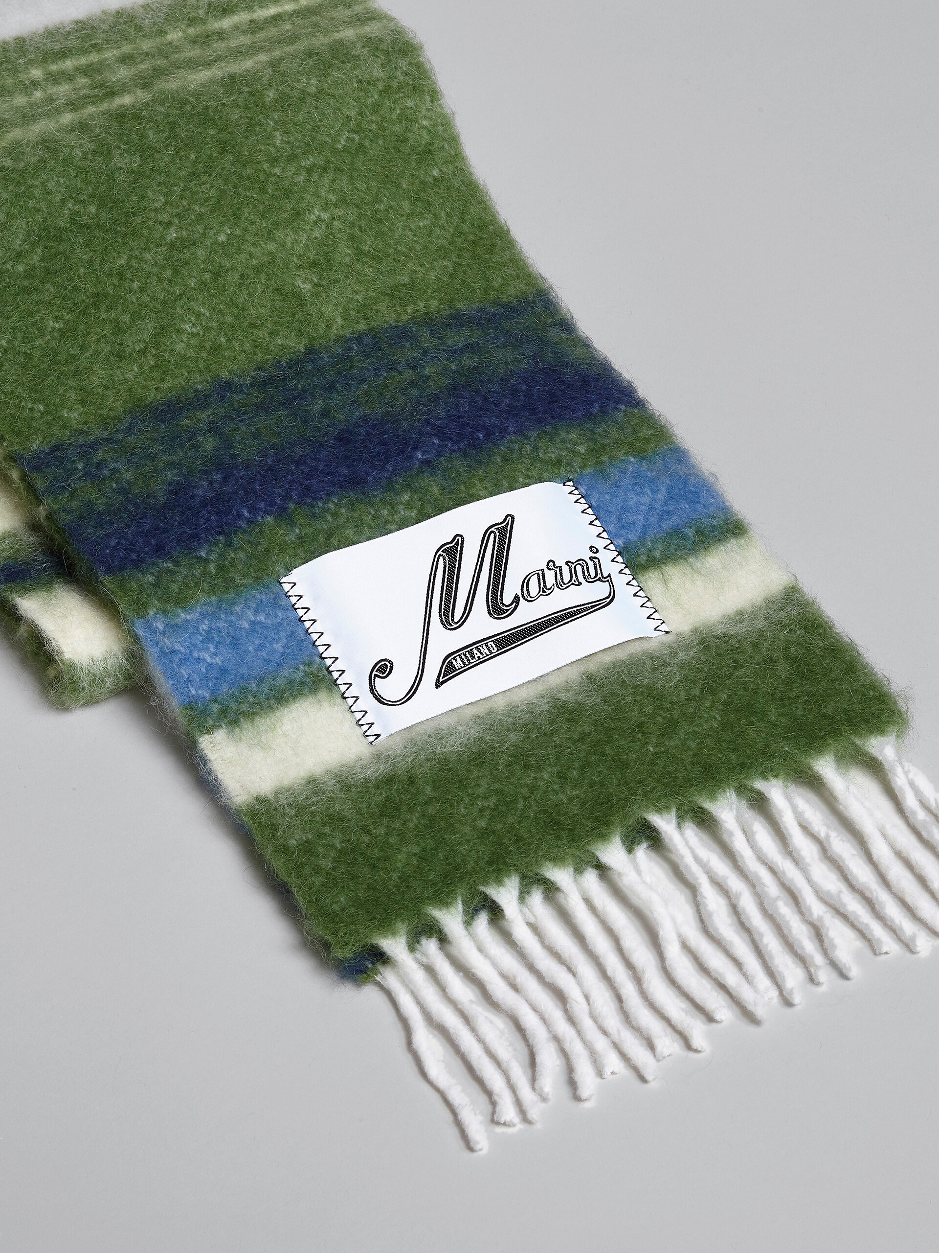 Green striped wool scarf - Scarves - Image 4