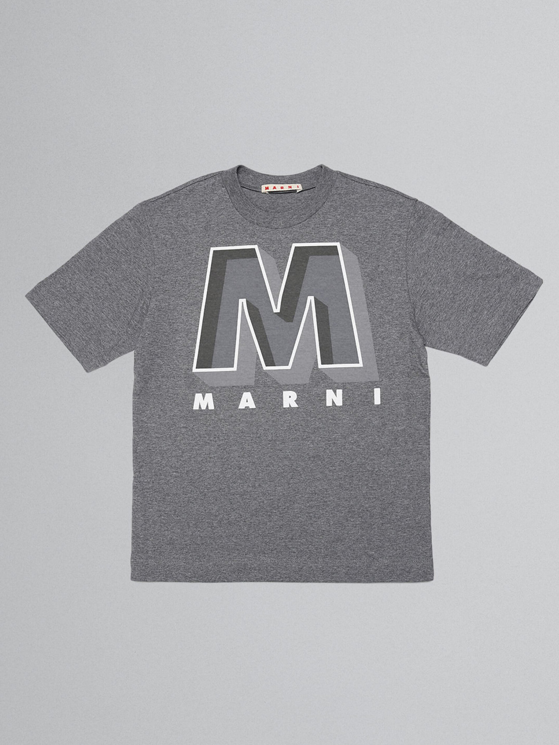 Grey T-shirt with 3D-effect college "M" - T-shirts - Image 1