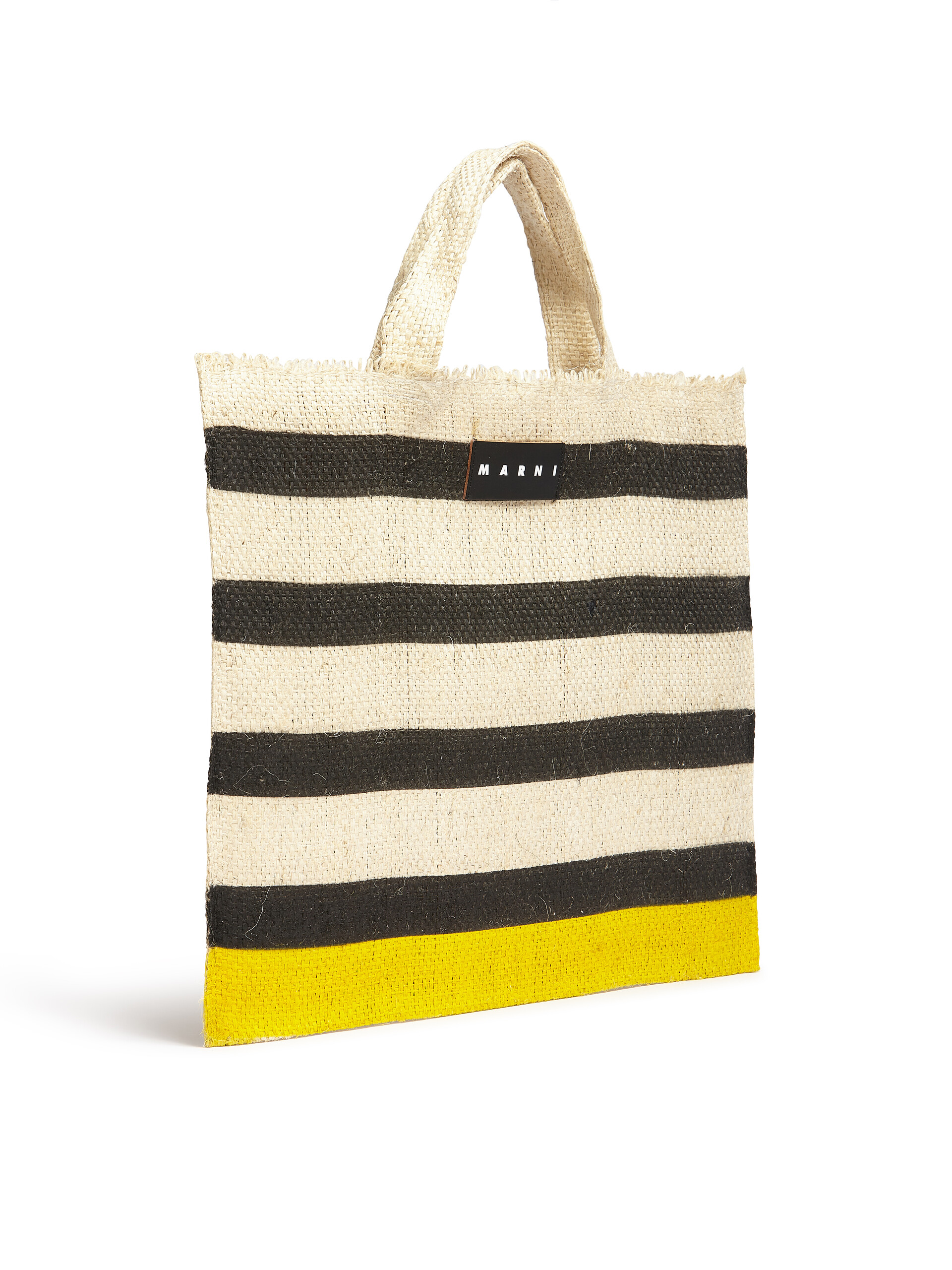 MARNI MARKET CANAPA large bag in black and yellow natural fiber - Shopping Bags - Image 2