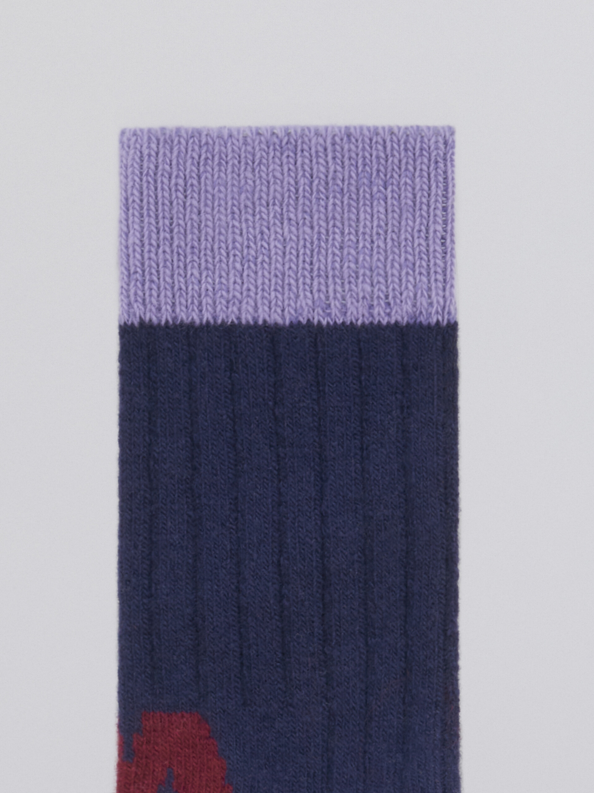 Calza in lana blu con logo M jacquard - Calze - Image 3