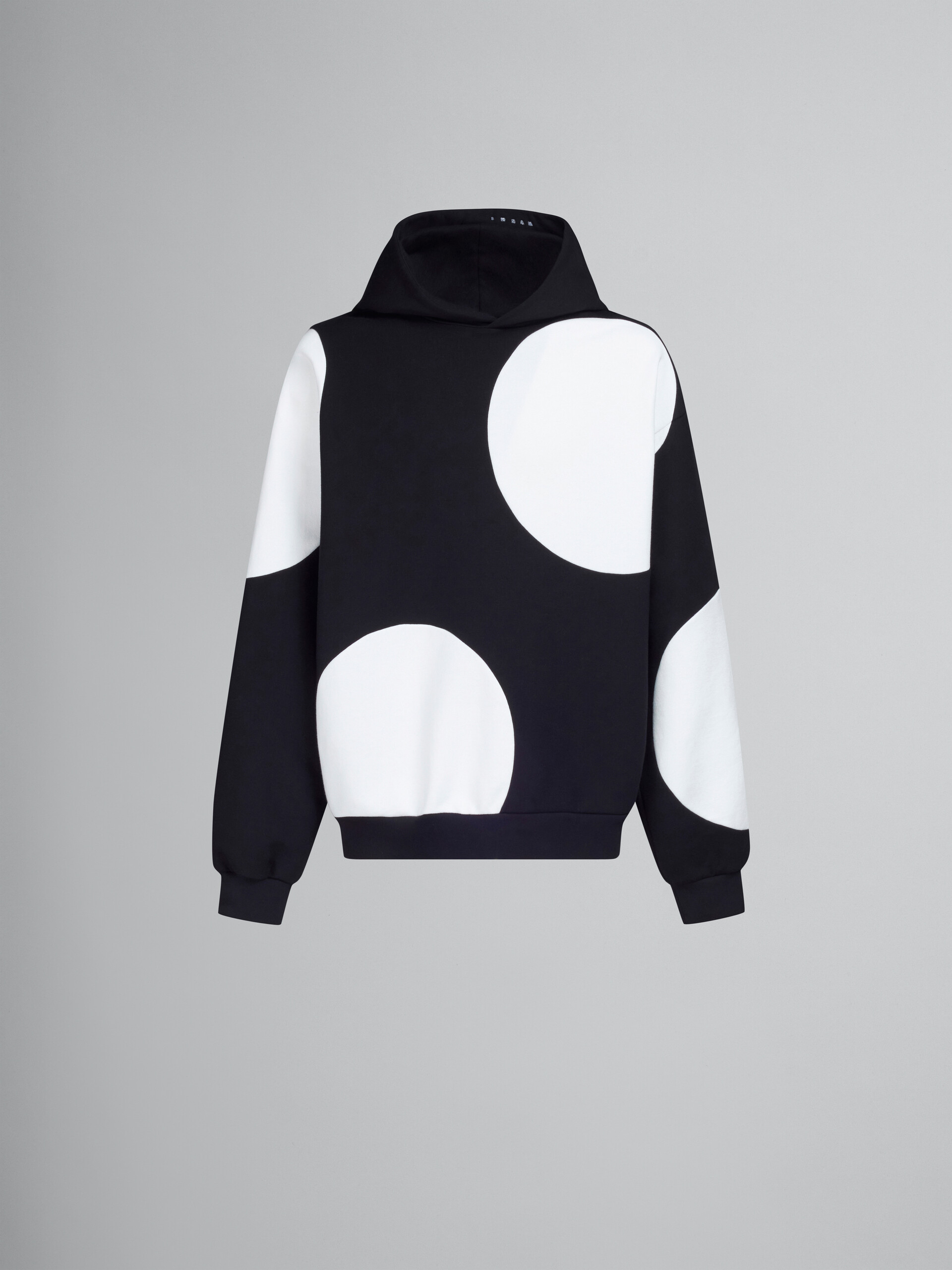 Black bio cotton hoodie with maxi polka dots - Sweaters - Image 1
