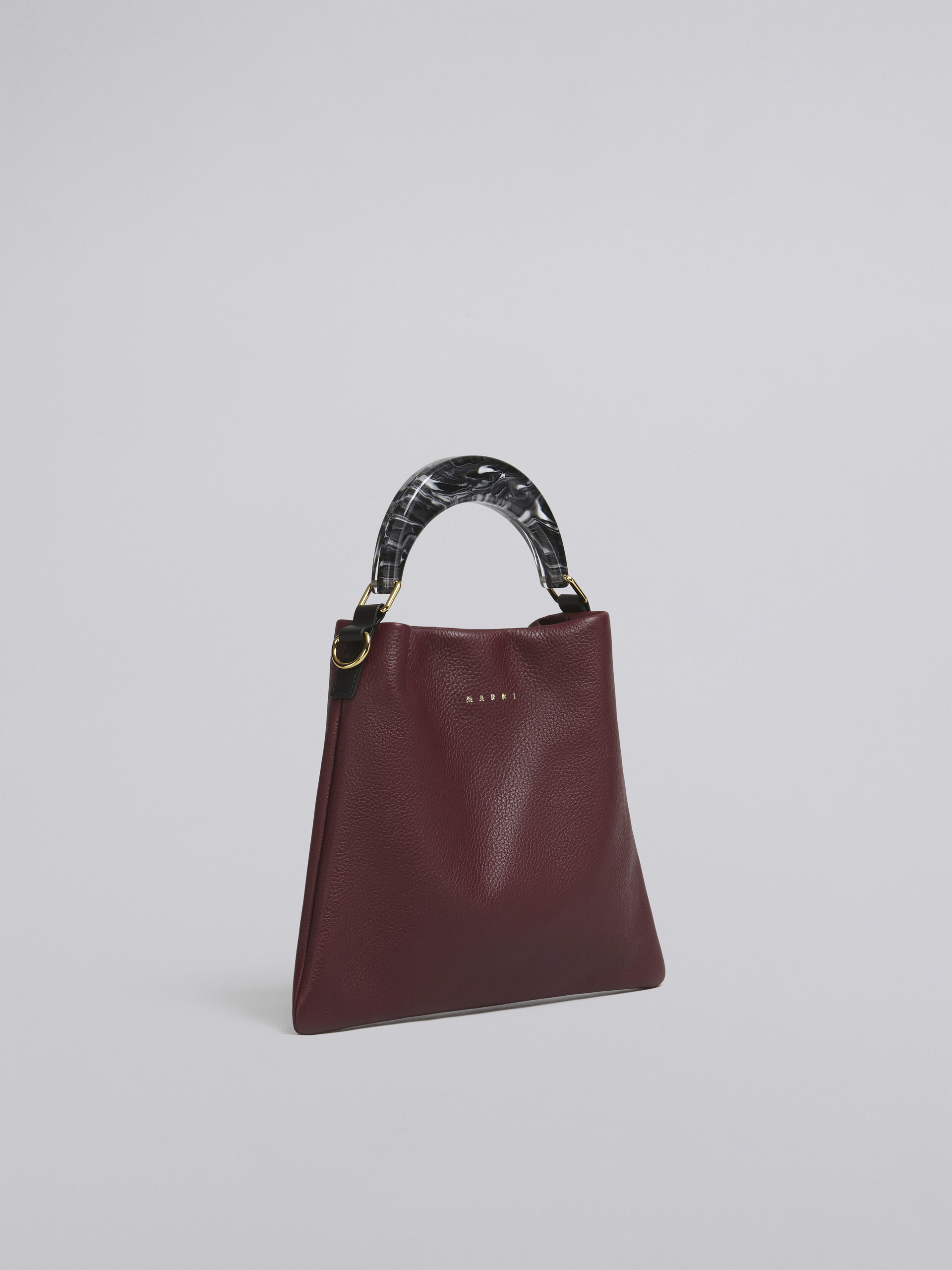 HOBO bag in red grained calfskin and resin handle - Shoulder Bags - Image 6