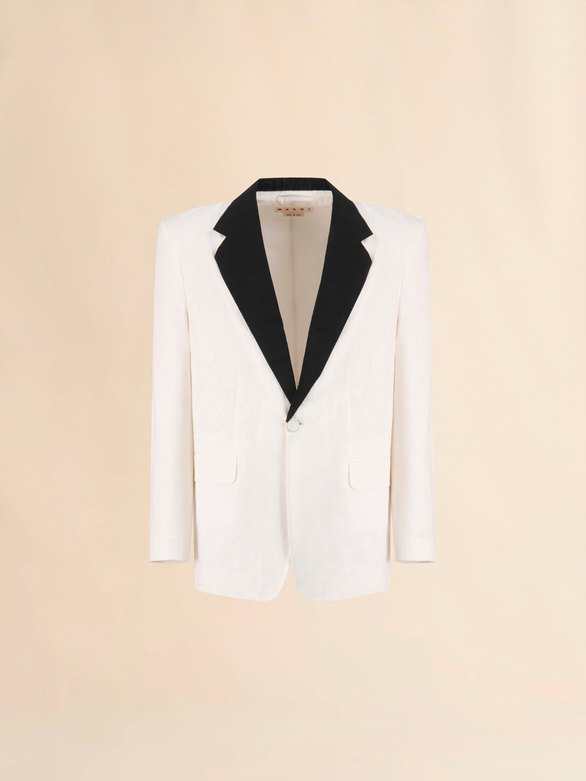 White cotton jacket with waves and drops jacquard motif - Jackets - Image 1