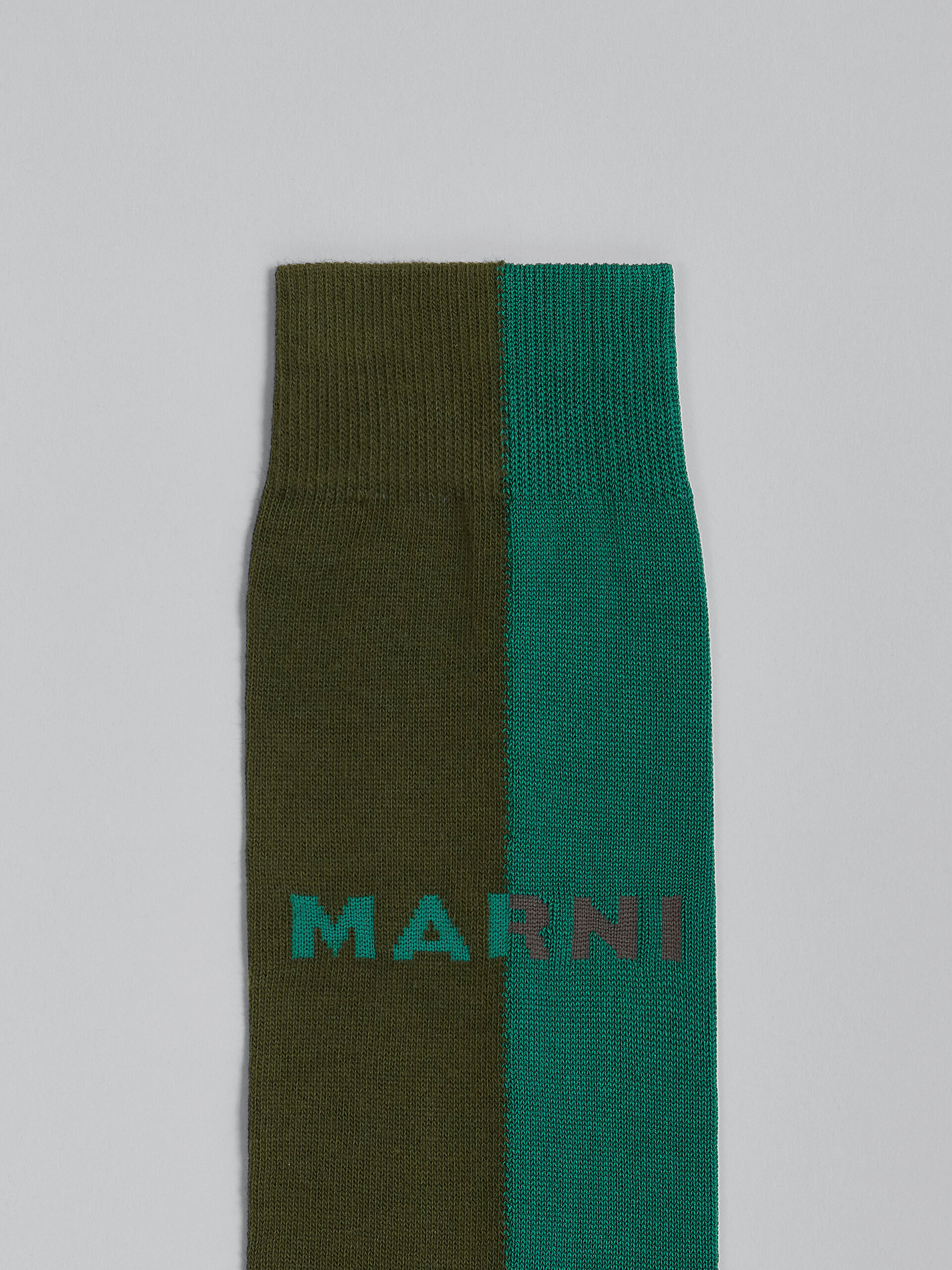 Green bi-coloured cotton and nylon socks - Socks - Image 3