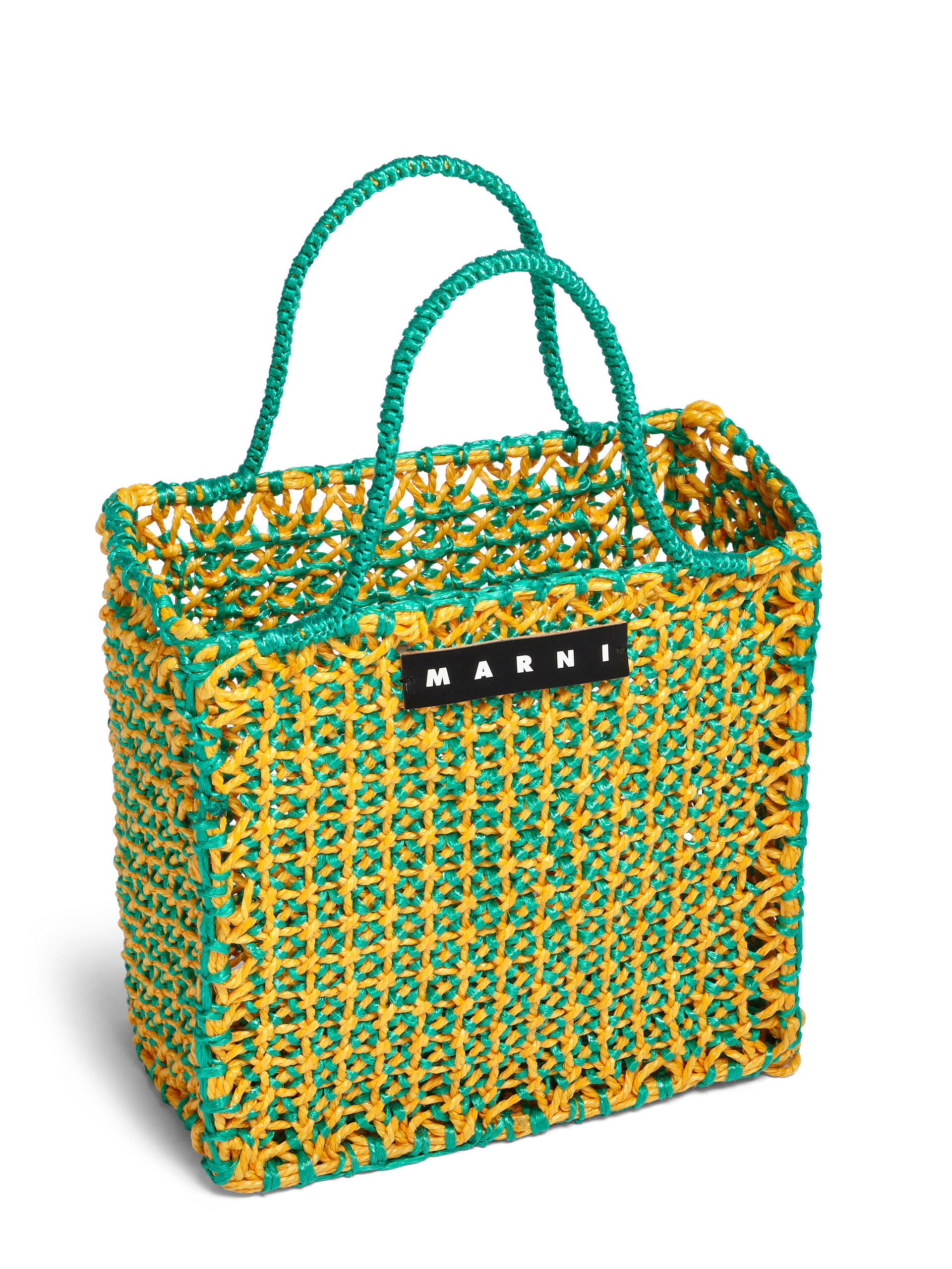 MARNI MARKET JURTA large bag in green and yellow crochet - Shopping Bags - Image 4