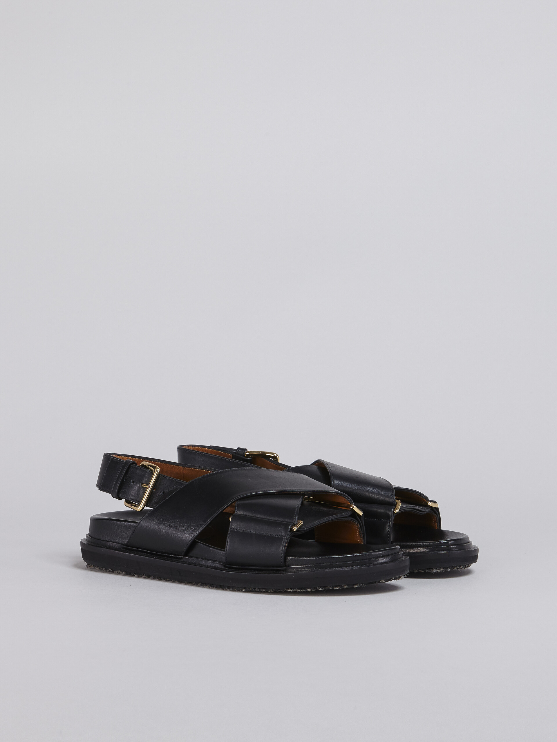 Black smooth calf leather fussbett - Sandals - Image 2