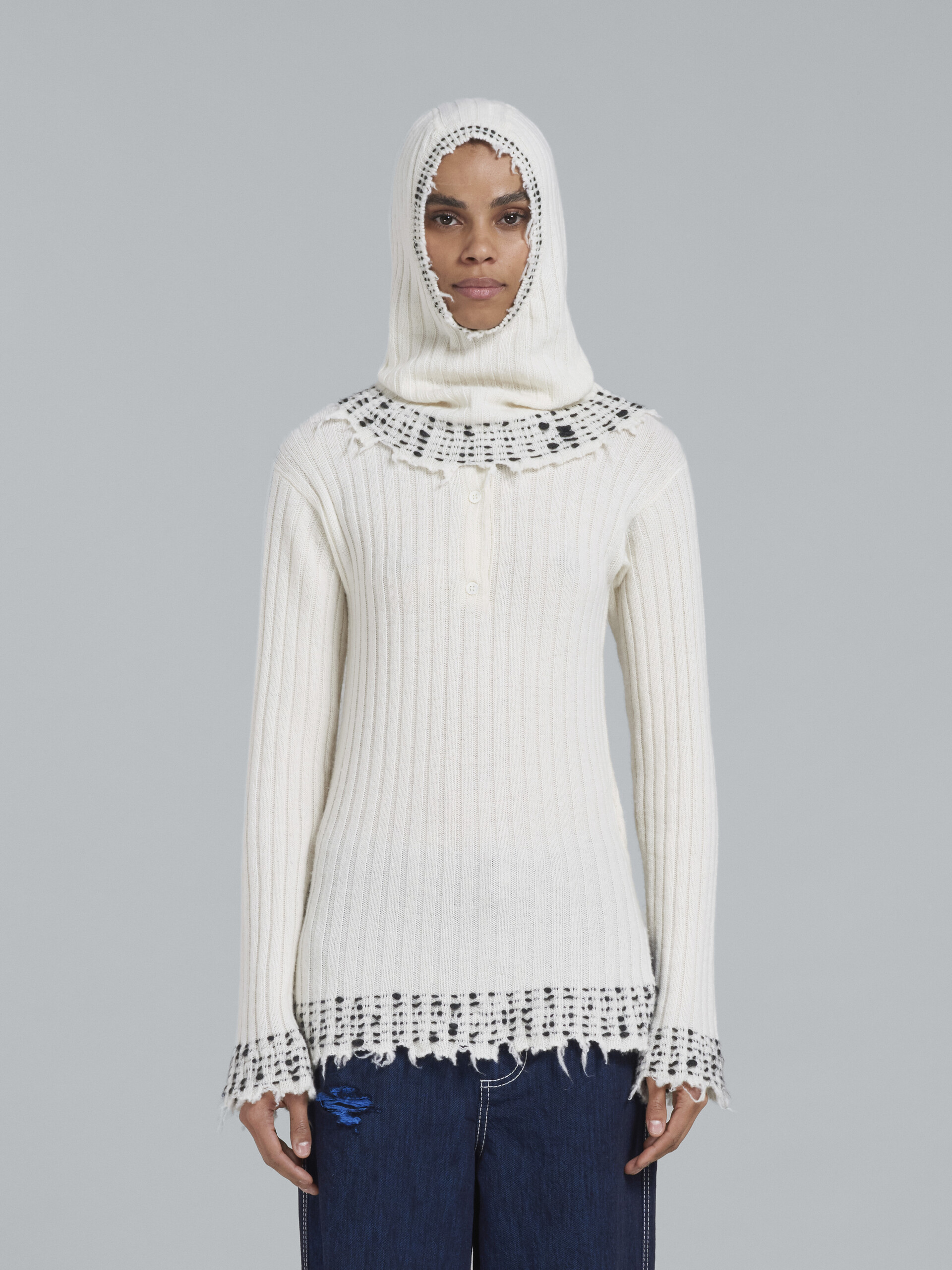White knitted wool sweater - Pullovers - Image 2