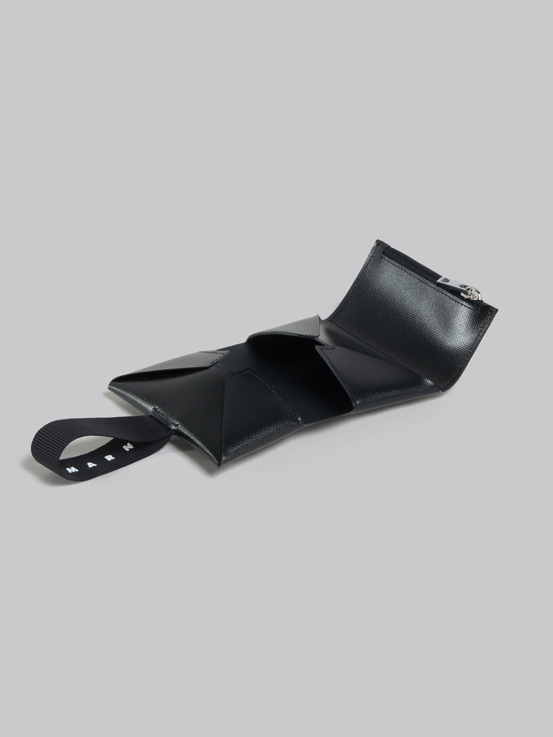 Black trifold wallet with logo strap - Wallets - Image 5
