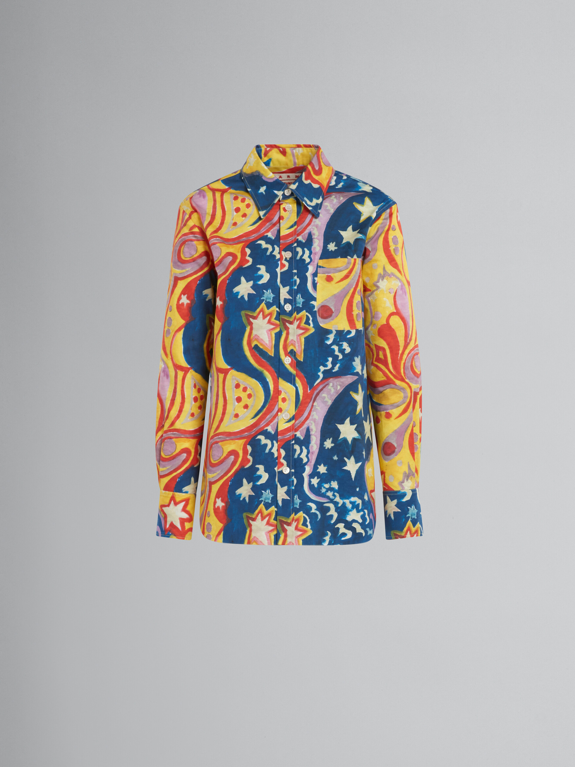 Marni x No Vacancy Inn - Multicolored cotton satin shirt with Galactic Paradise print - Shirts - Image 1