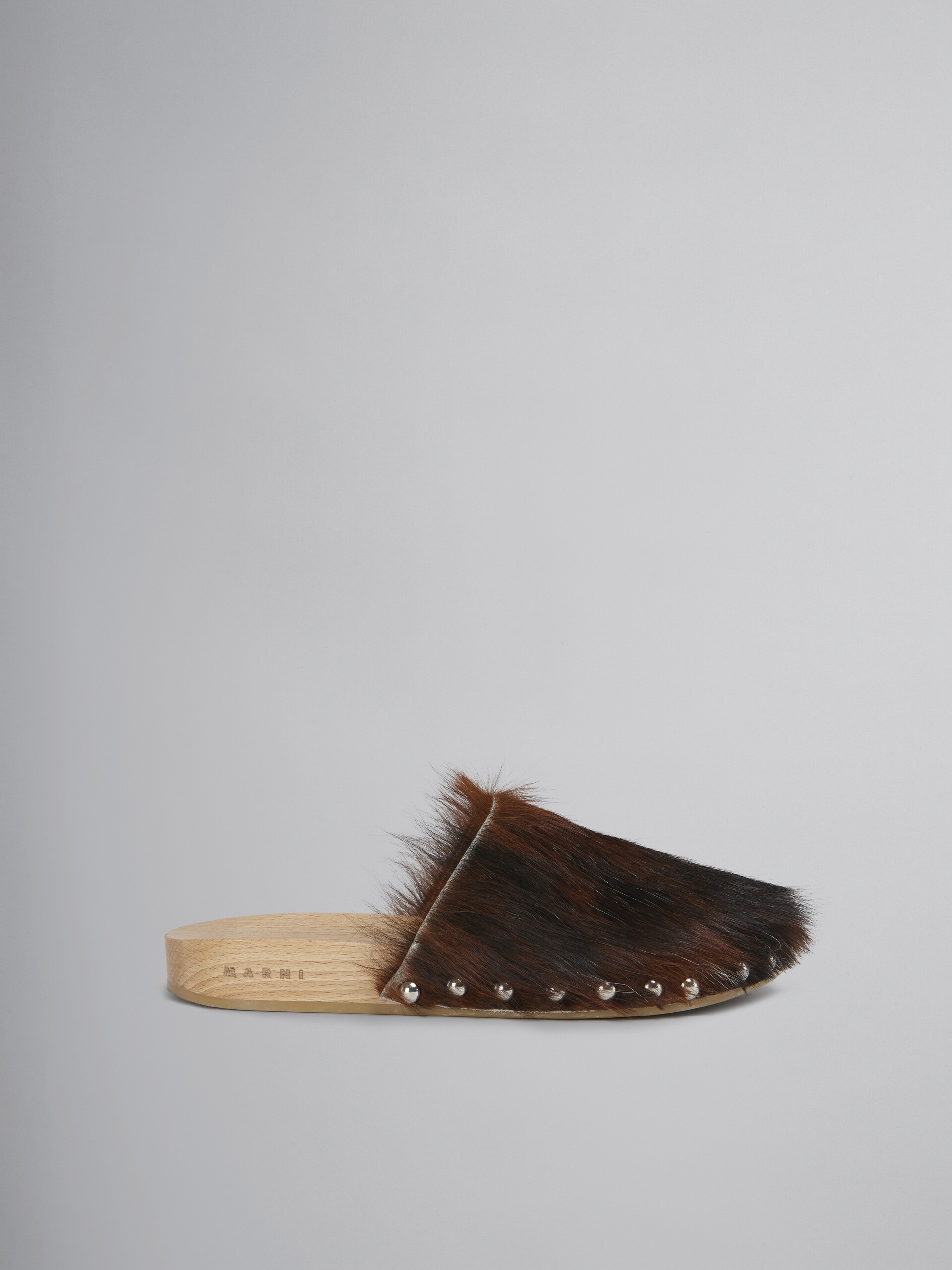 Spotted long calf hair wood sabot - Clogs - Image 1
