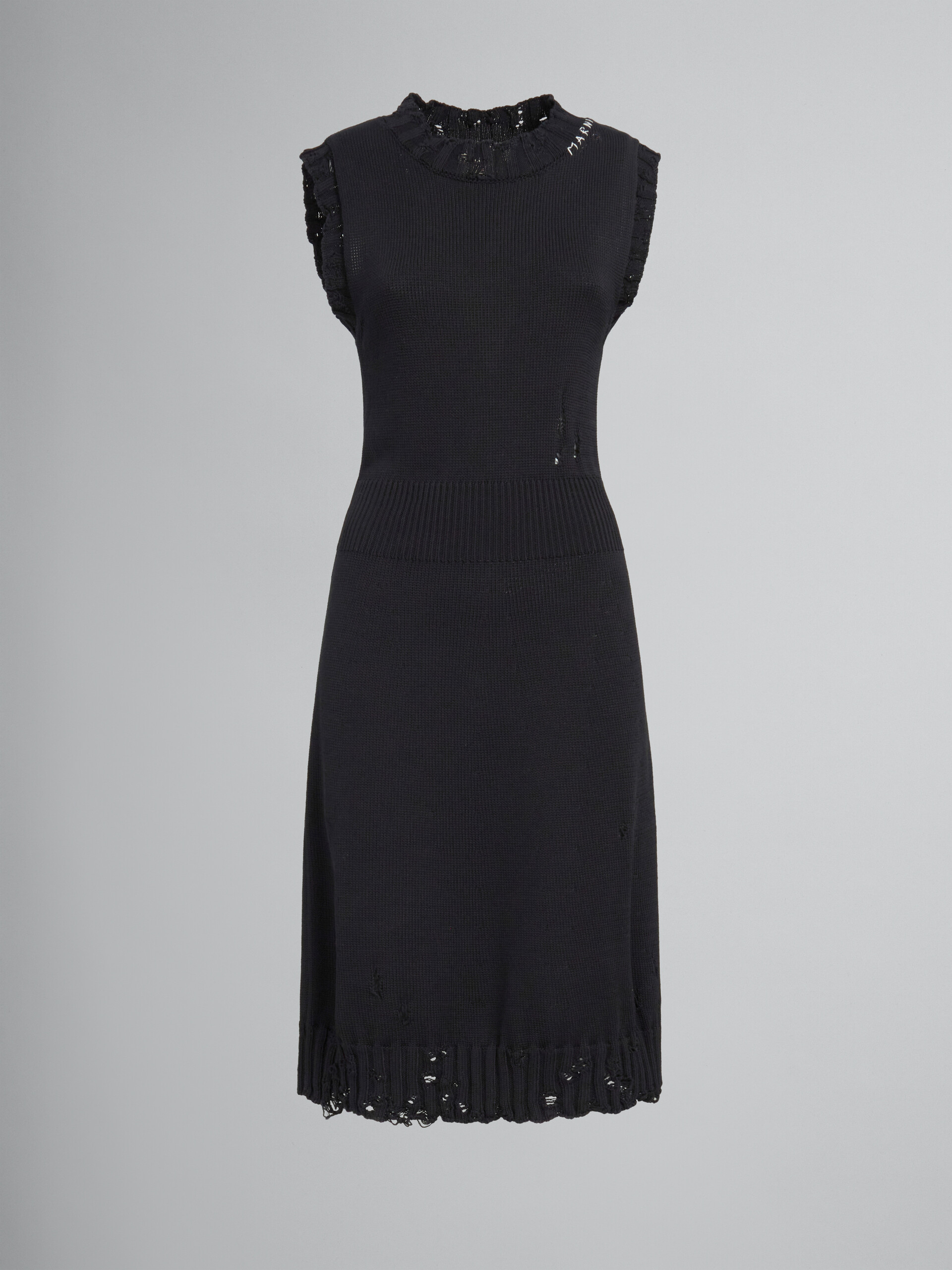 Black dishevelled cotton knitted dress - Dresses - Image 1